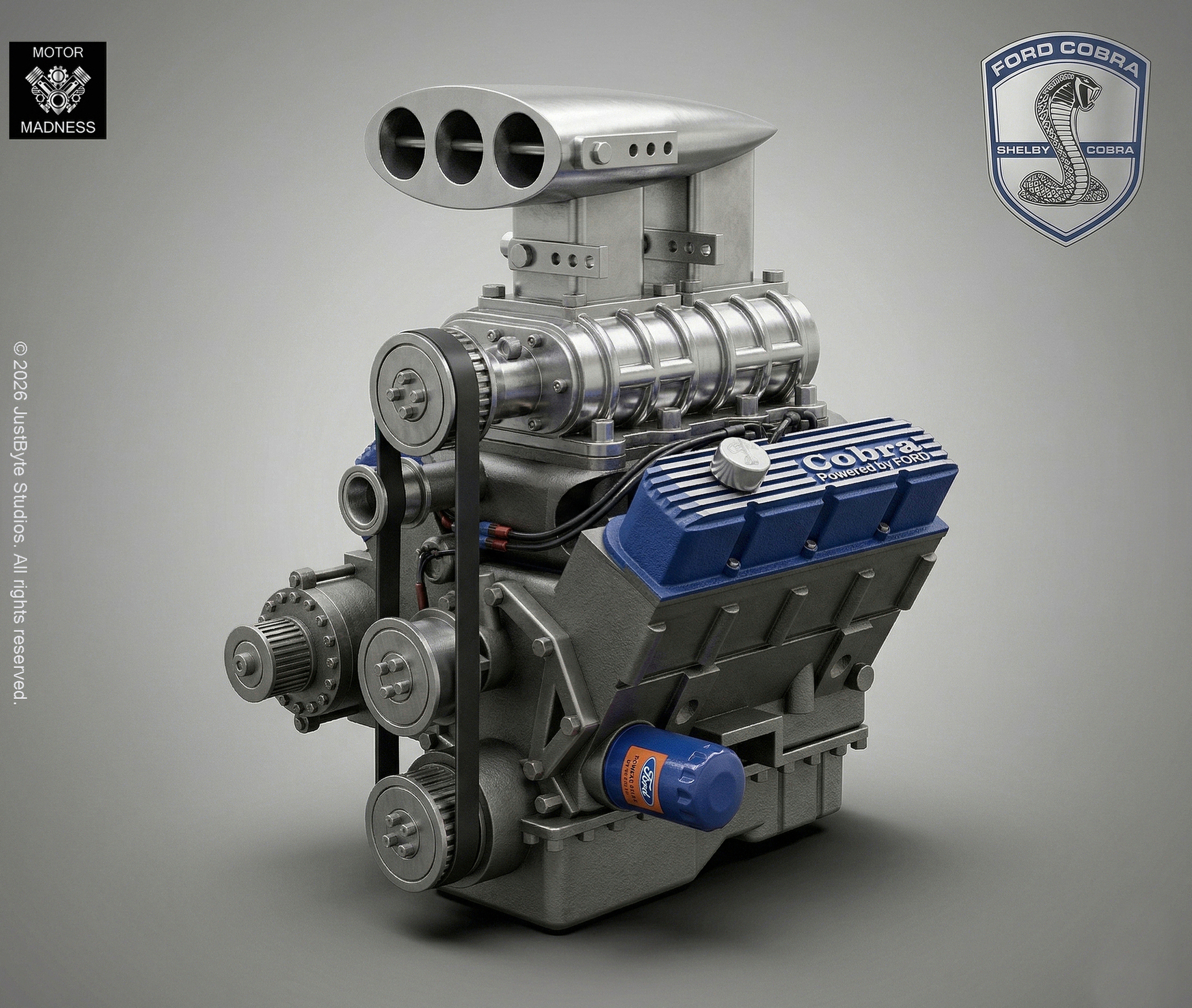 Ford Cobra V8 Engine with Supercharger – 1:24 Scale