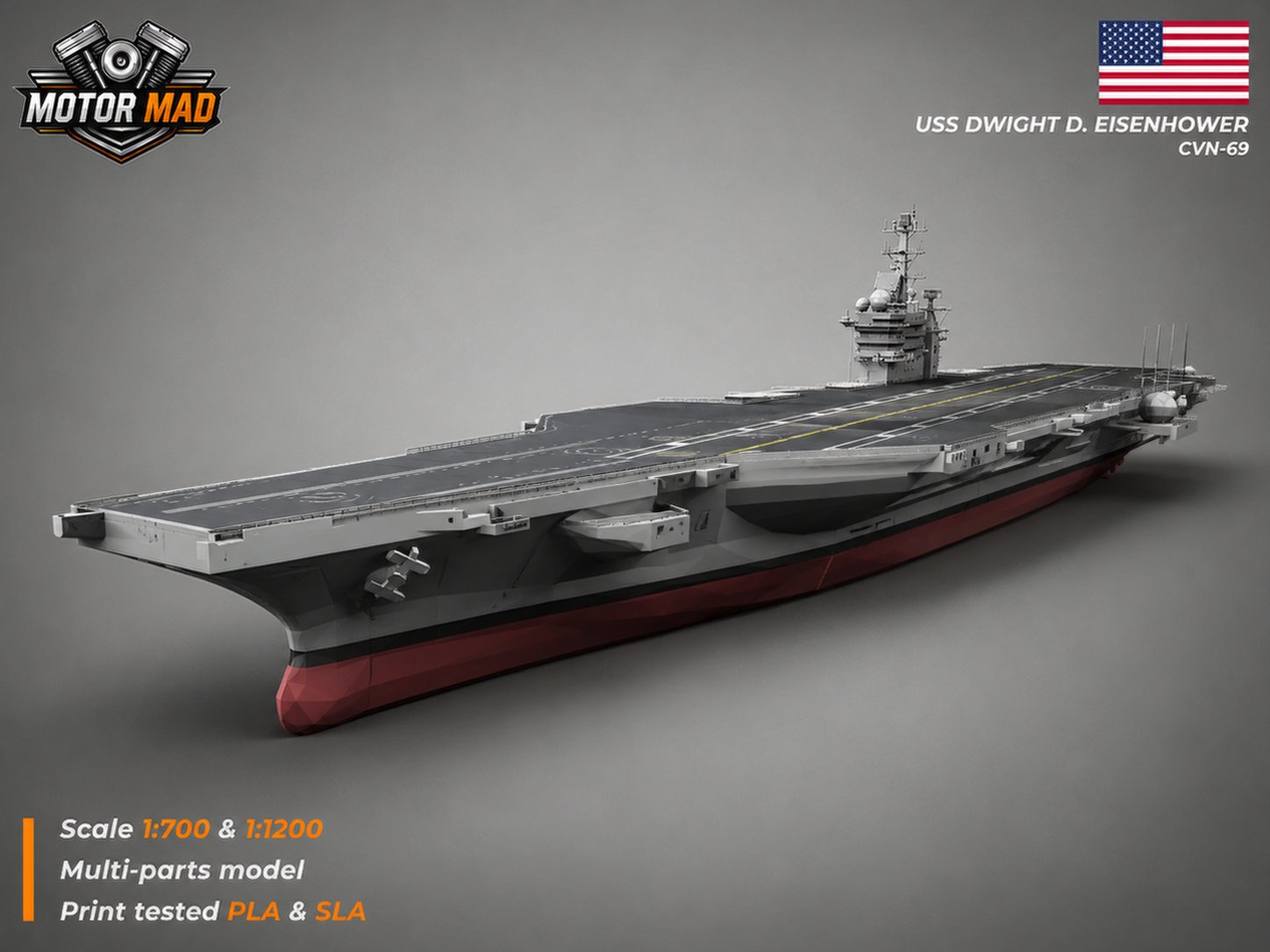 USS Dwight D. Eisenhower CVN-69 Carrier STL 3D Print Model