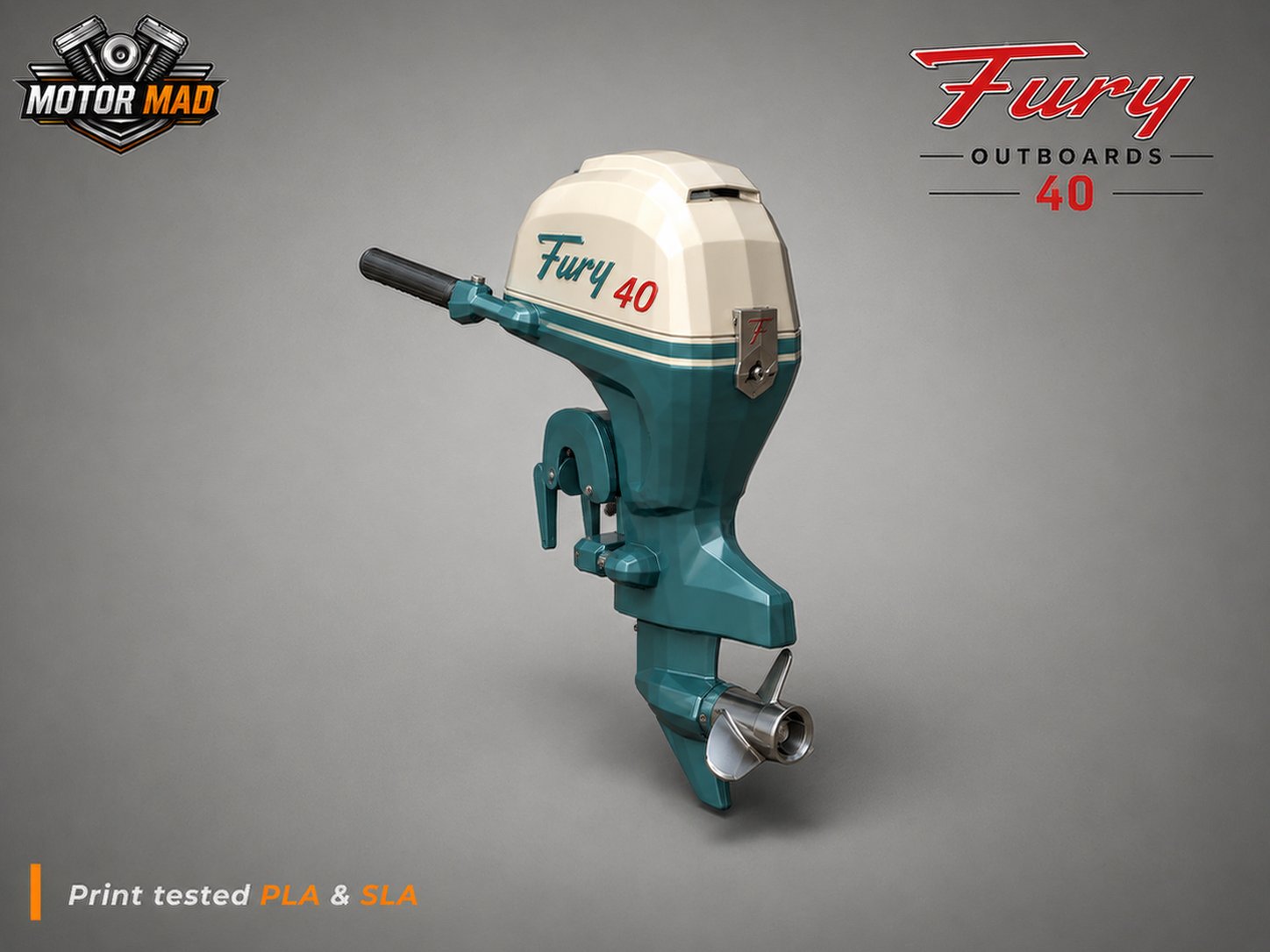 Fury 40 Outboard Motor STL 3D Print Model