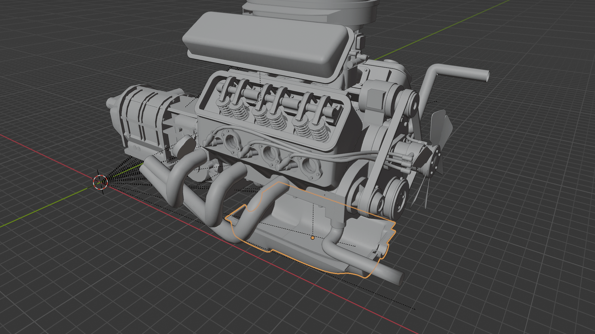 General Motors V8 OHV Hot Rod Engine STL 3D Print Model