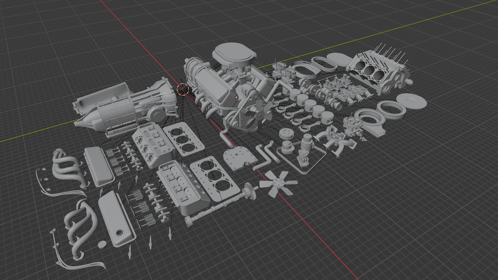 General Motors V8 OHV Hot Rod Engine STL 3D Print Model
