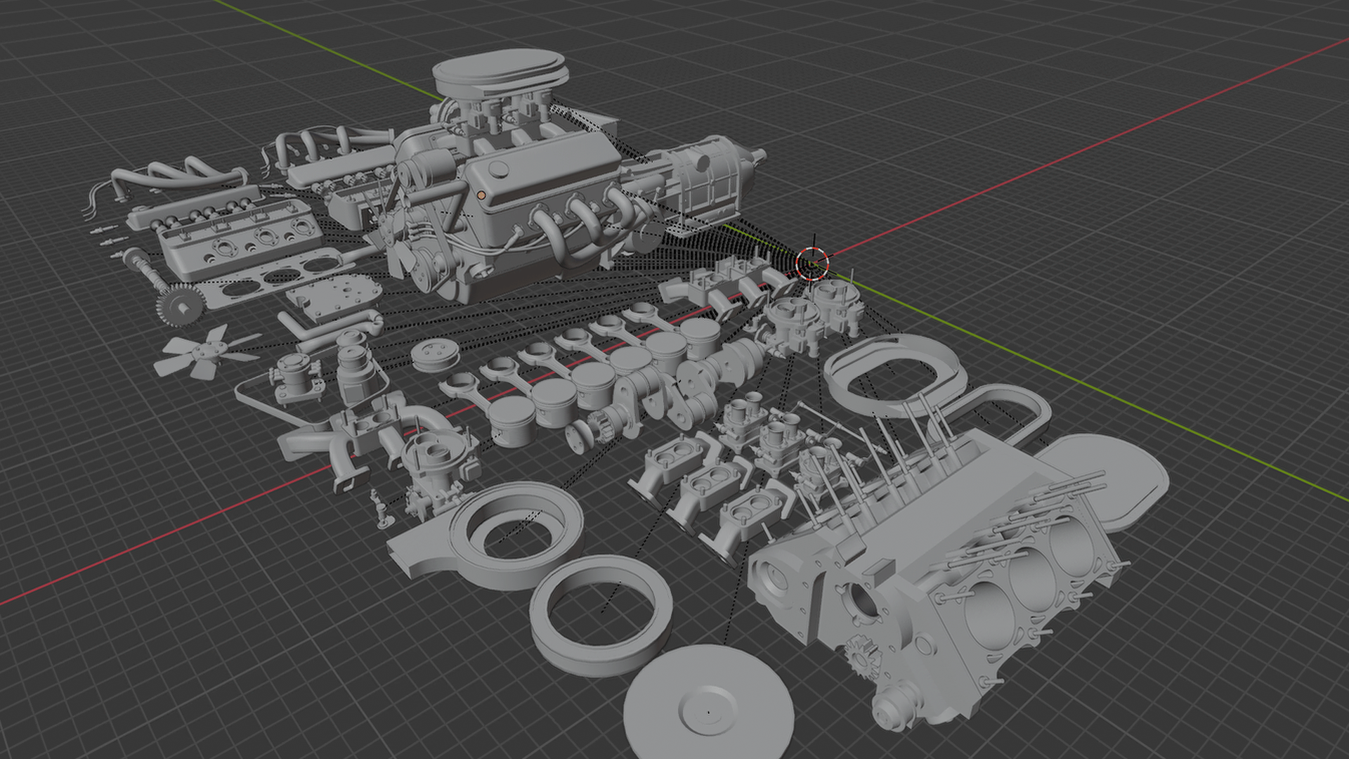 General Motors V8 OHV Hot Rod Engine STL 3D Print Model