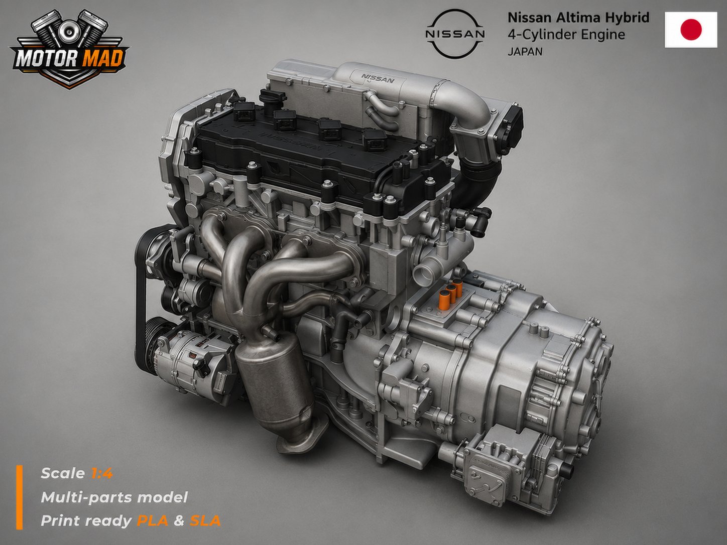 Nissan Altima Hybrid 4-Cylinder Engine STL 3D Print Model