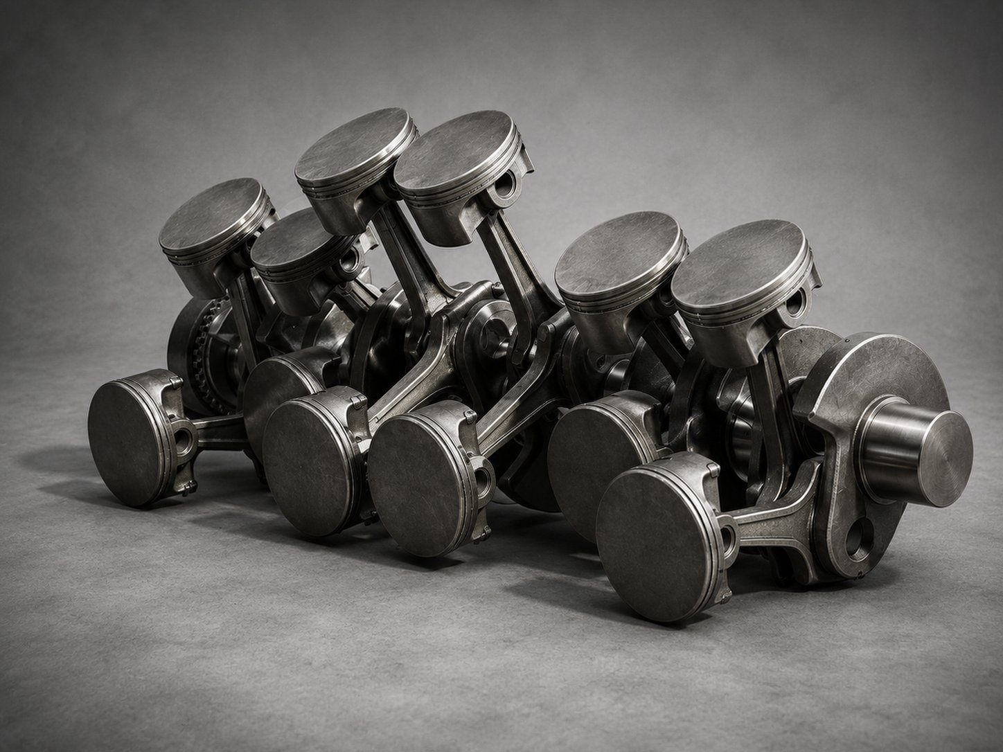 V12 Pistons and Crankshaft Assembly STL 3D Print Model