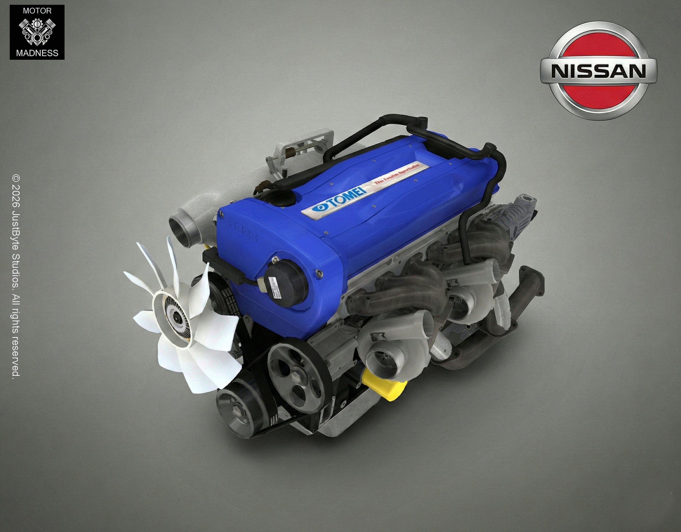 Nissan RB26DETT Engine Exploded STL 3D Print Model