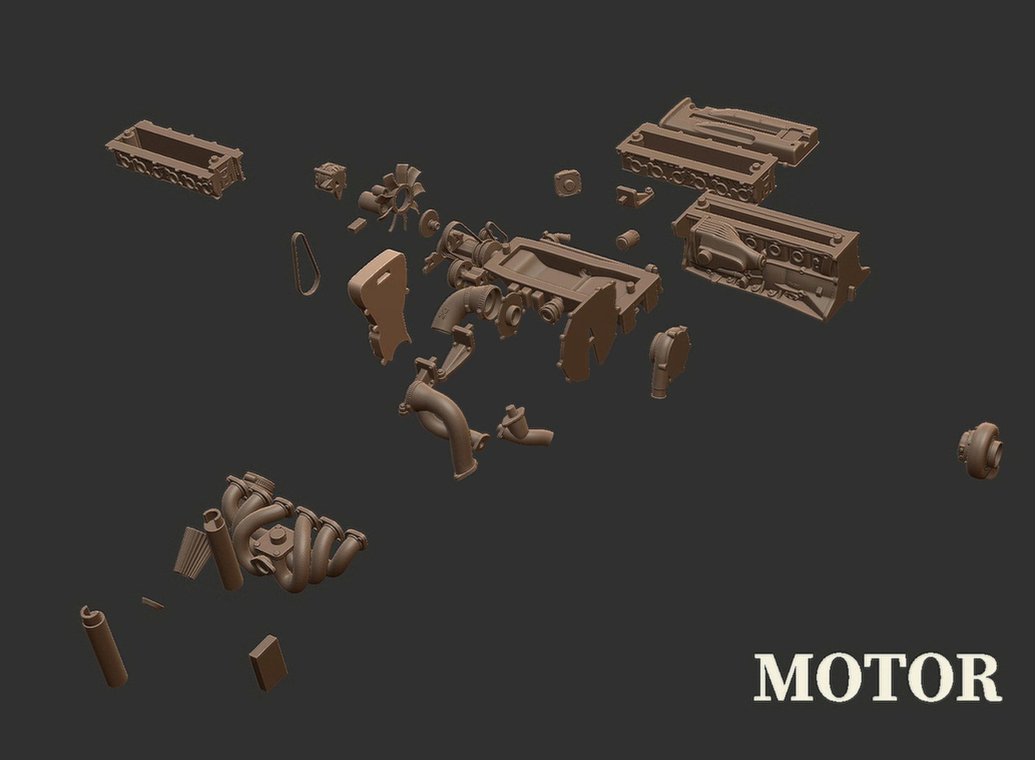 Nissan RB26DETT Engine Exploded STL 3D Print Model