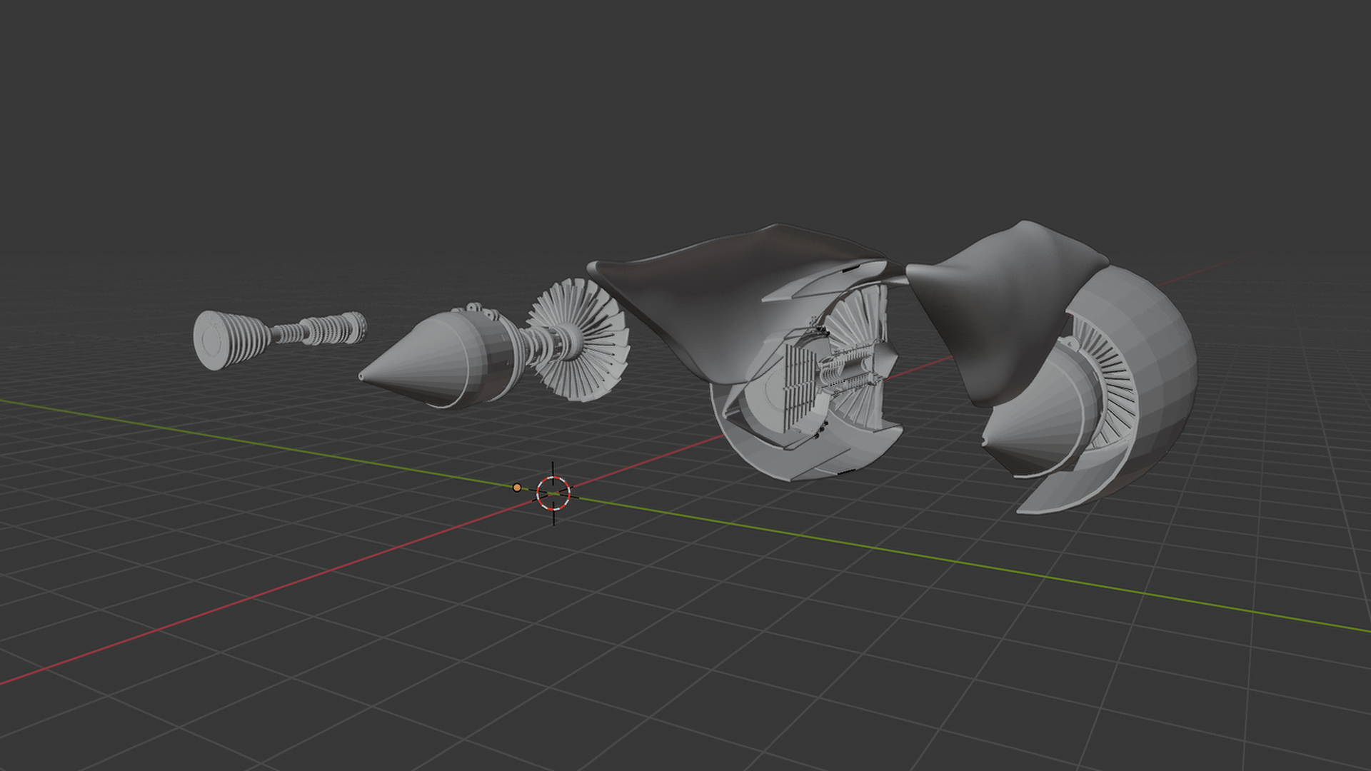 Rolls-Royce Trent XWB Engine Cutaway STL 3D Print Model