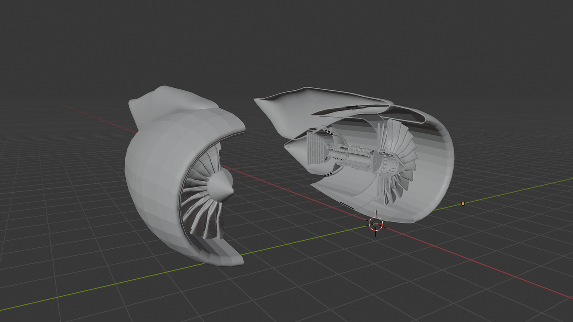 Rolls-Royce Trent XWB Engine Cutaway STL 3D Print Model