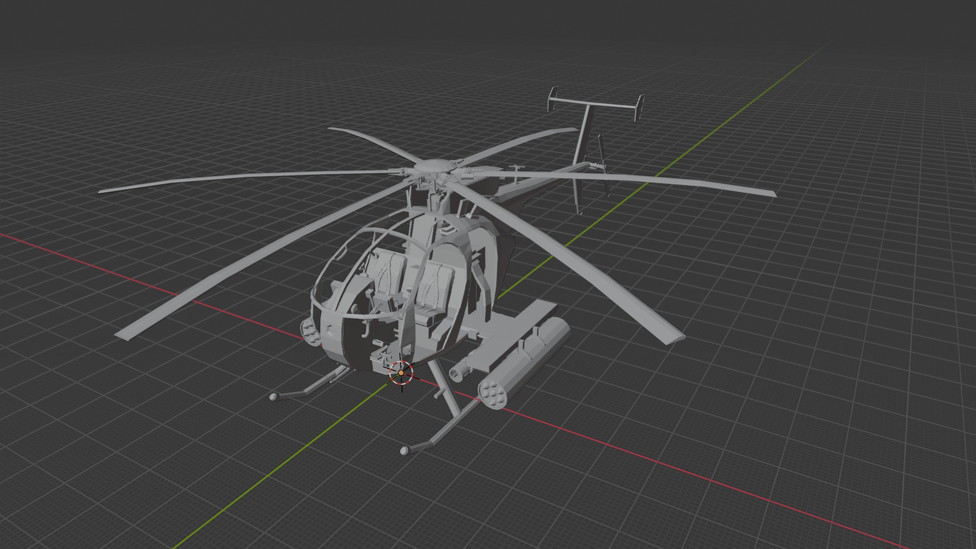 MH-6 Little Bird Helicopter STL 3D Print Model