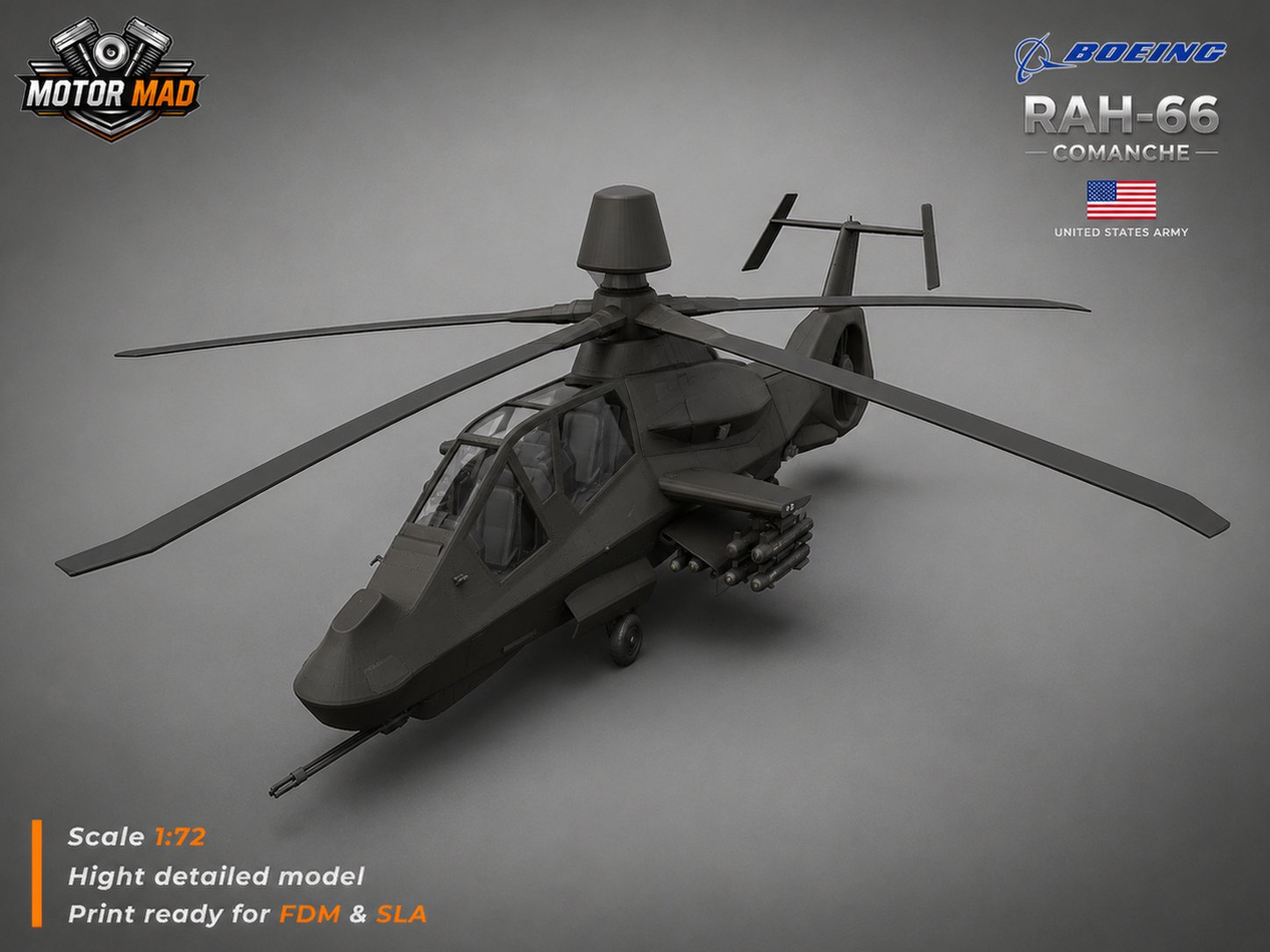 Boeing-Sikorsky RAH-66 Comanche STL 3D Print Model