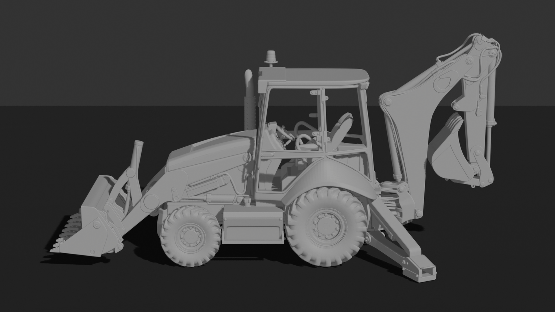 Caterpillar 420 Backhoe Loader STL 3D Print Model
