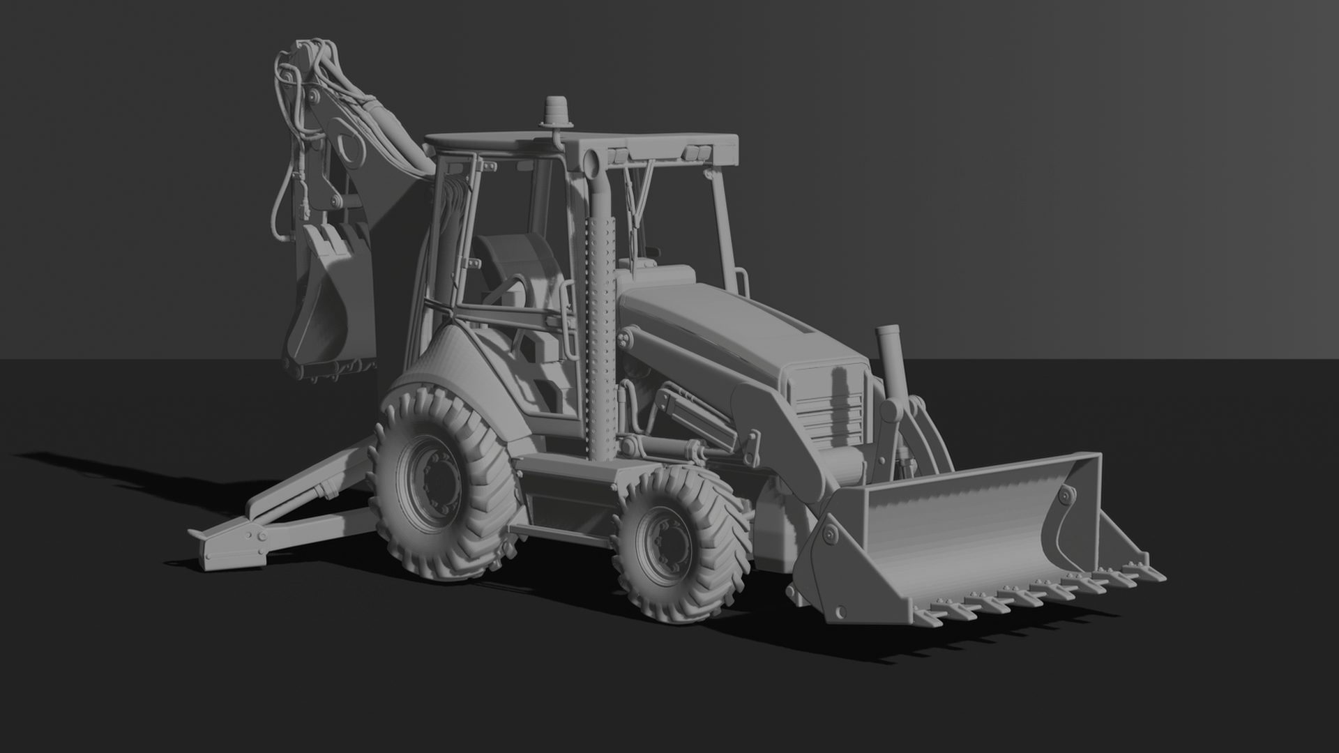 Caterpillar 420 Backhoe Loader STL 3D Print Model