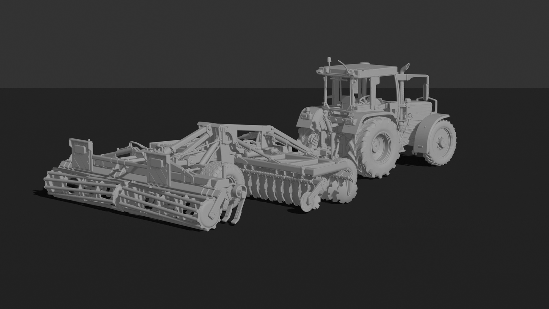 Fendt Favorit 775 with Disc Harrow STL 3D Print Model