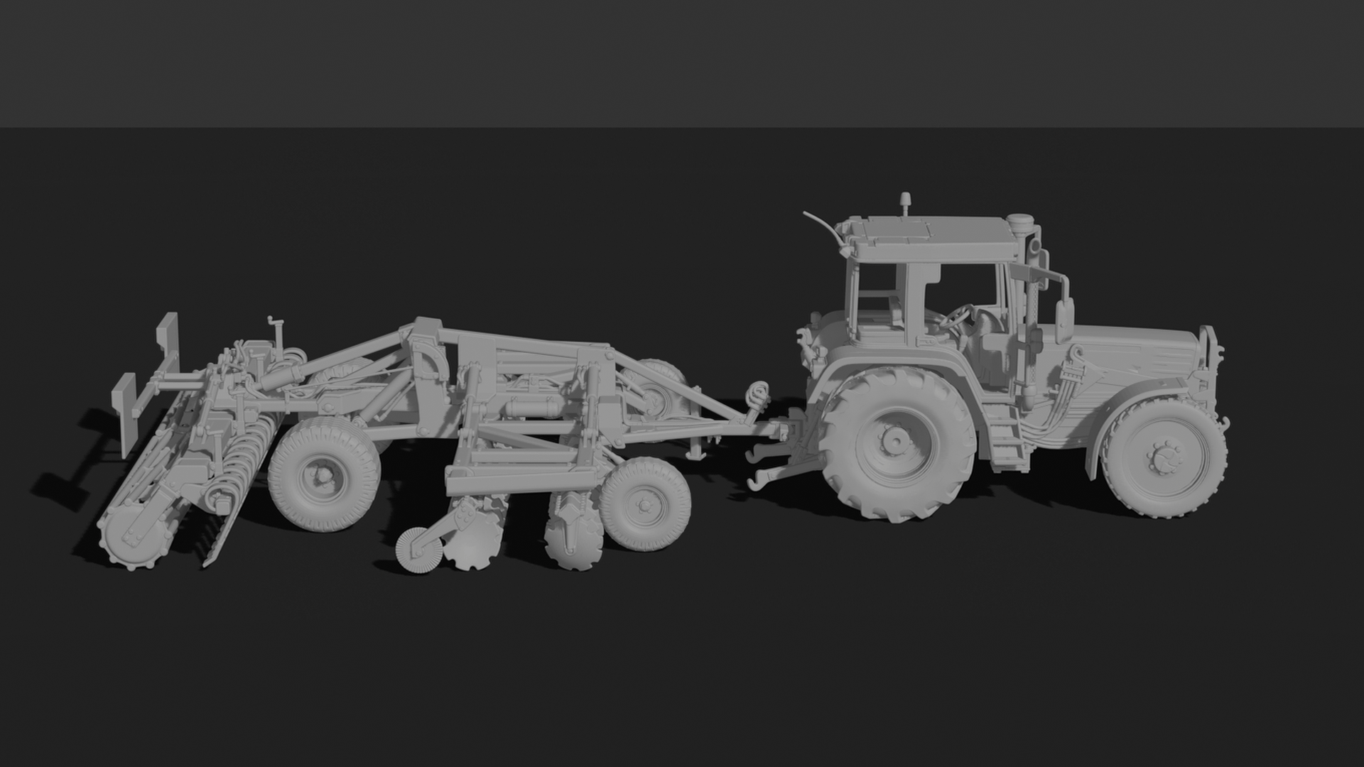 Fendt Favorit 775 with Disc Harrow STL 3D Print Model