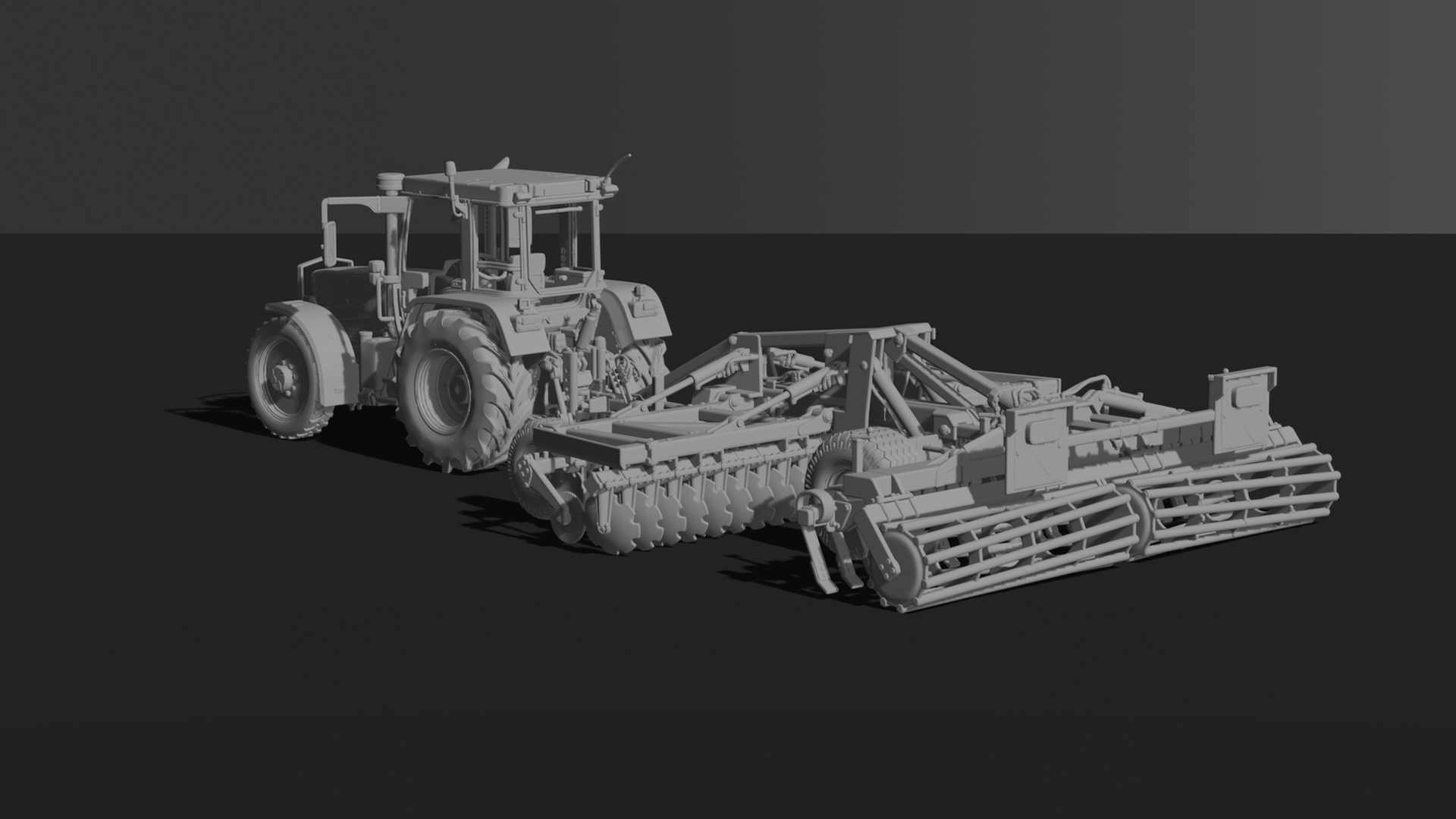 Fendt Favorit 775 with Disc Harrow STL 3D Print Model