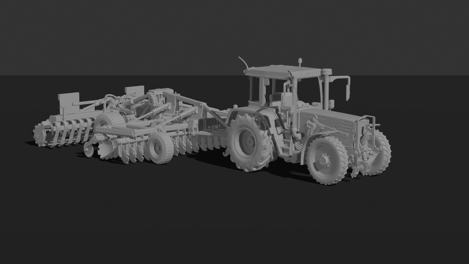 Fendt Favorit 775 with Disc Harrow STL 3D Print Model