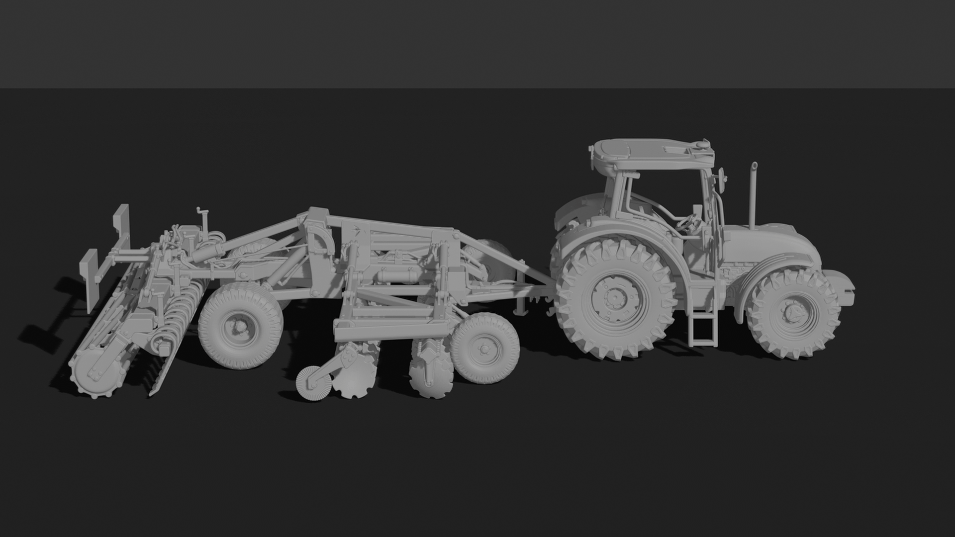 John Deere 5M Tractor with Disc Harrow STL 3D Print Model
