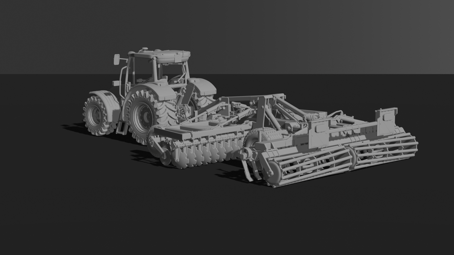 John Deere 5M Tractor with Disc Harrow STL 3D Print Model