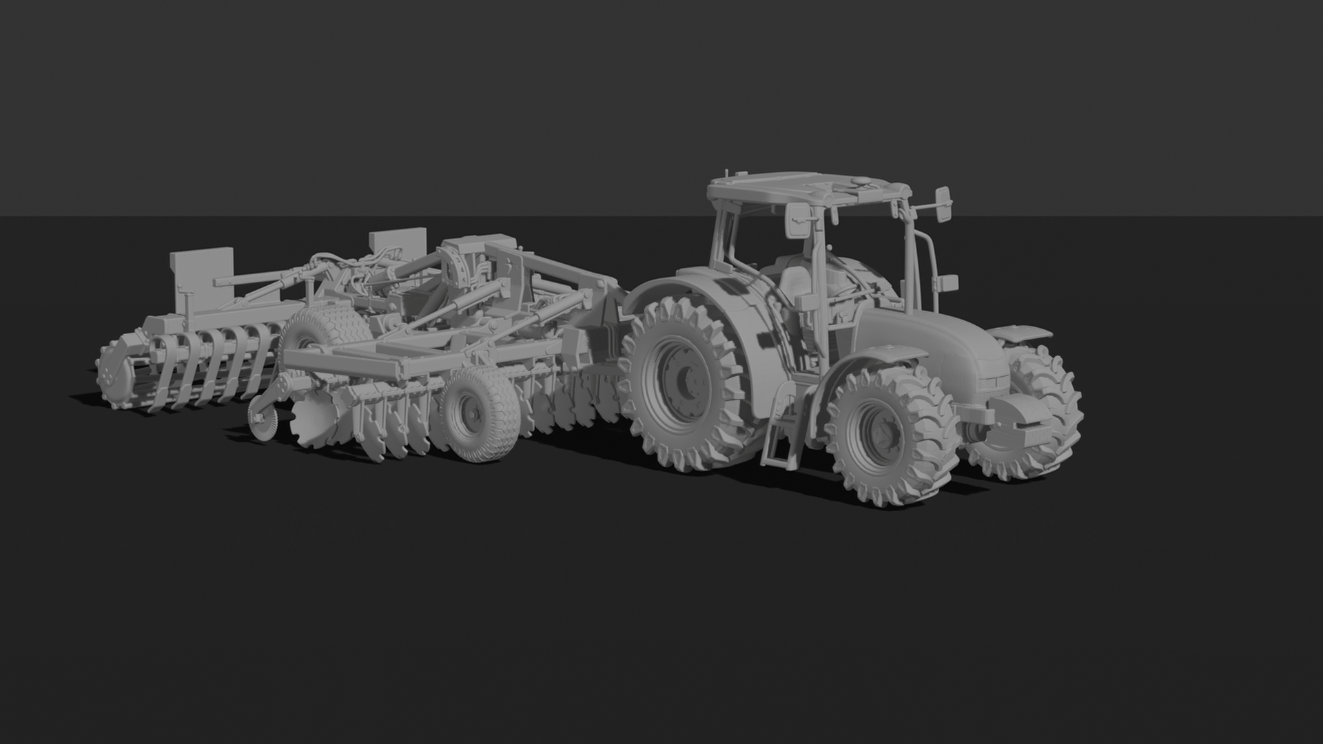 John Deere 5M Tractor with Disc Harrow STL 3D Print Model