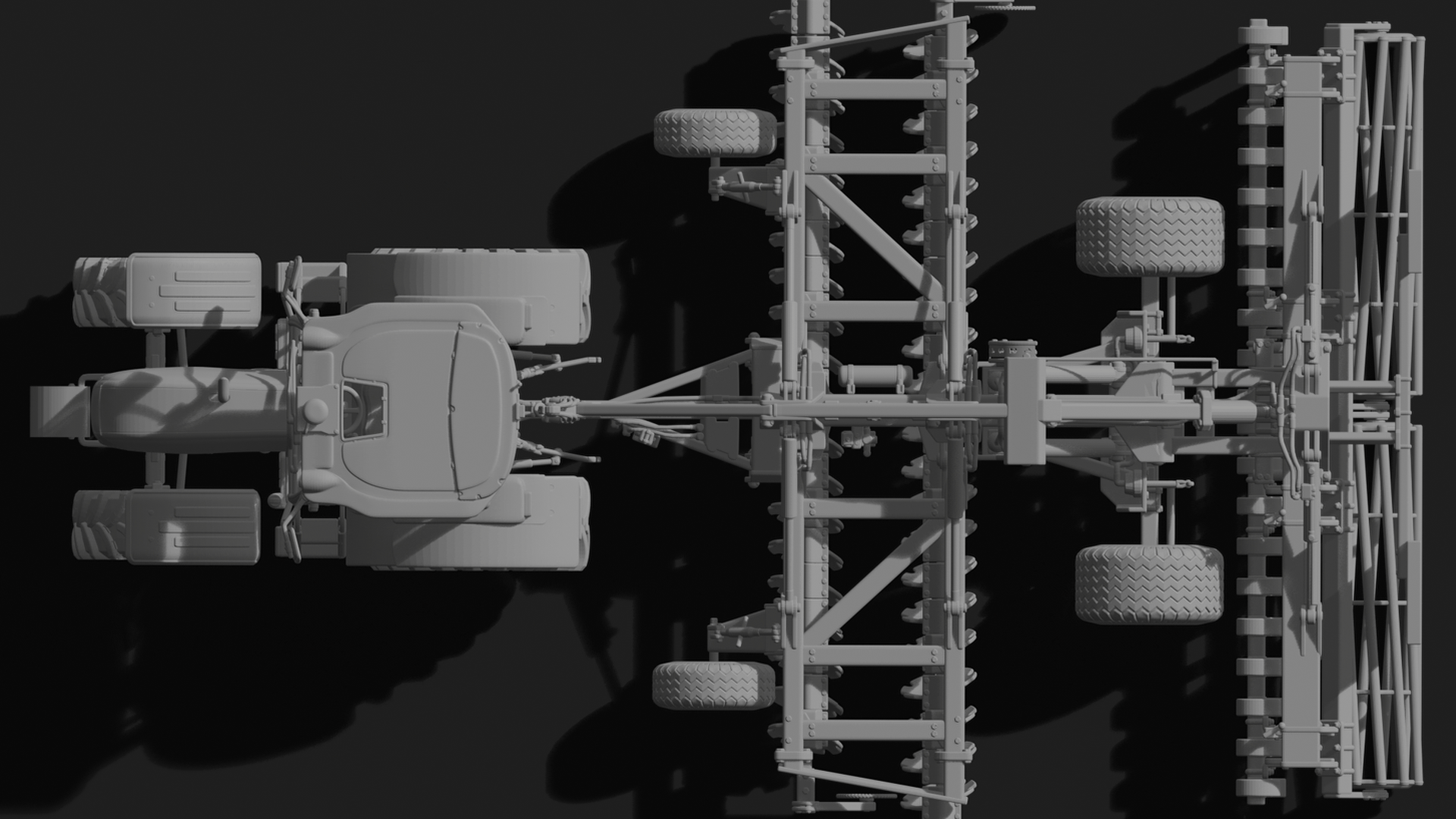 John Deere 5M Tractor with Disc Harrow STL 3D Print Model
