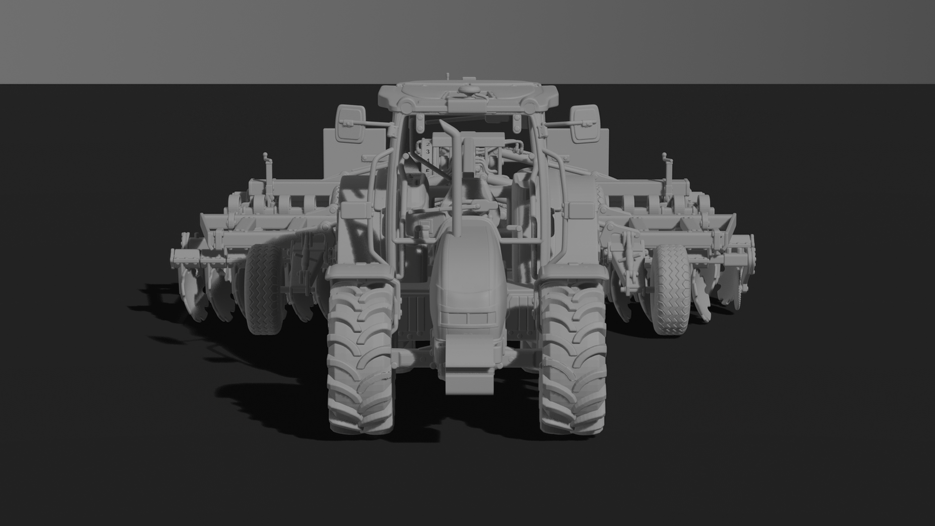 John Deere 5M Tractor with Disc Harrow STL 3D Print Model