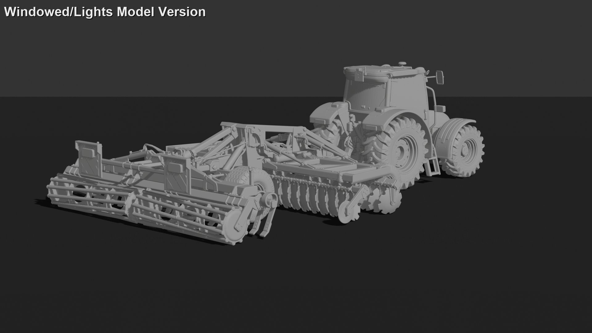 John Deere 5M Tractor with Disc Harrow STL 3D Print Model
