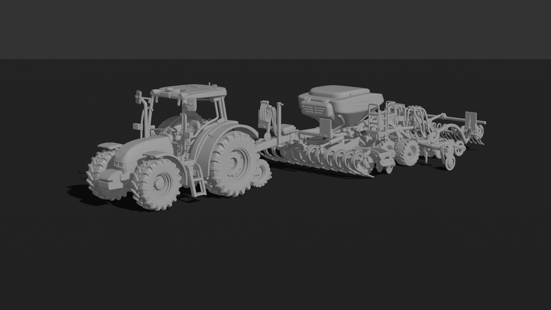 John Deere 5M Tractor with Seed Drill STL 3D Print Model