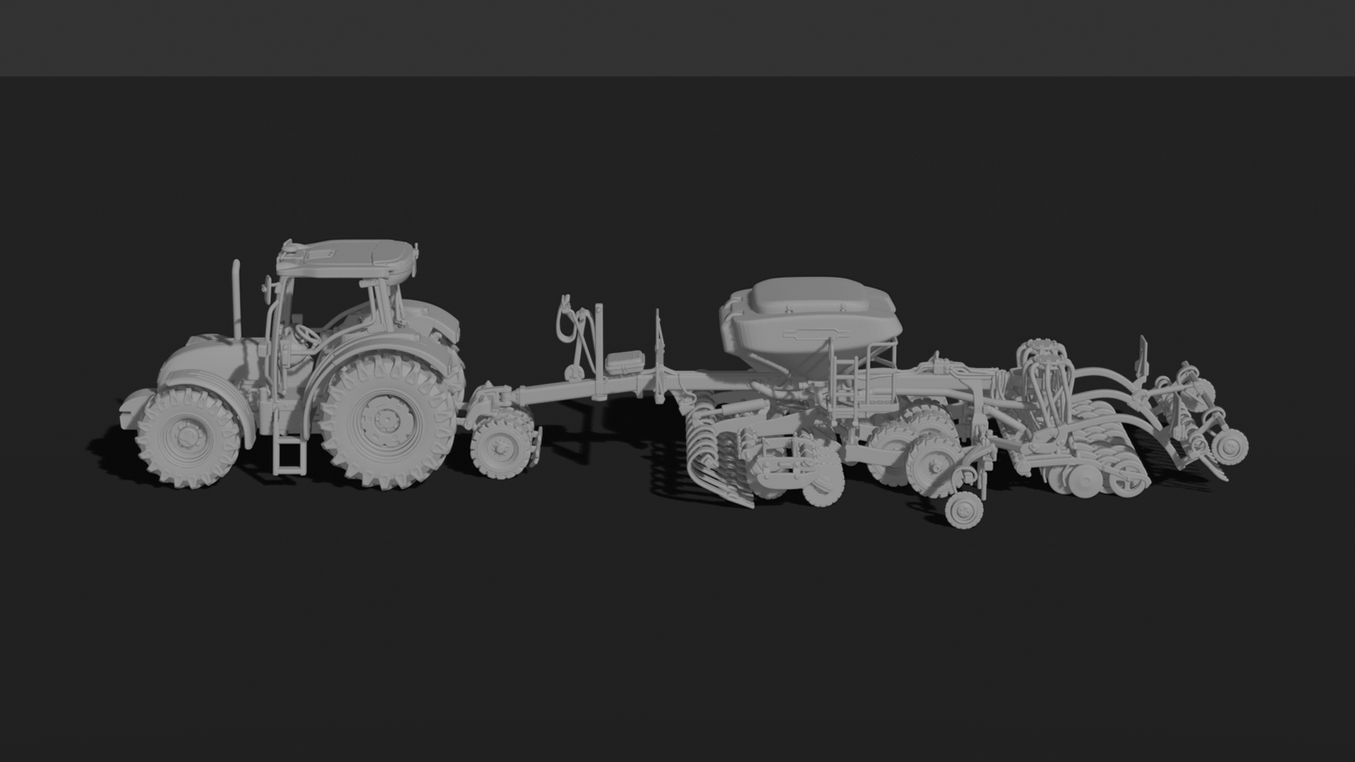 John Deere 5M Tractor with Seed Drill STL 3D Print Model