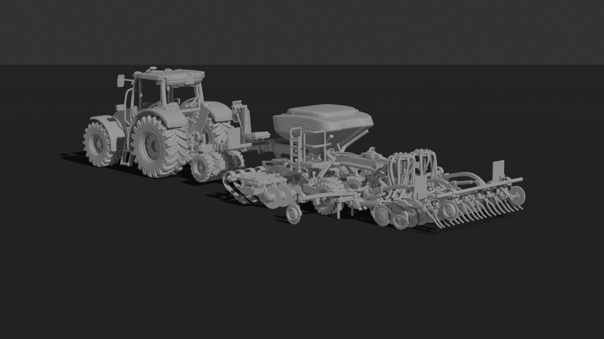 John Deere 5M Tractor with Seed Drill STL 3D Print Model