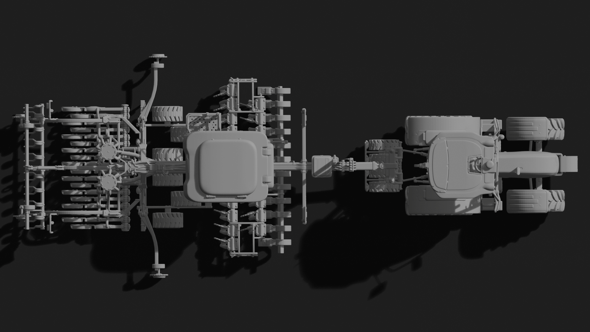 John Deere 5M Tractor with Seed Drill STL 3D Print Model
