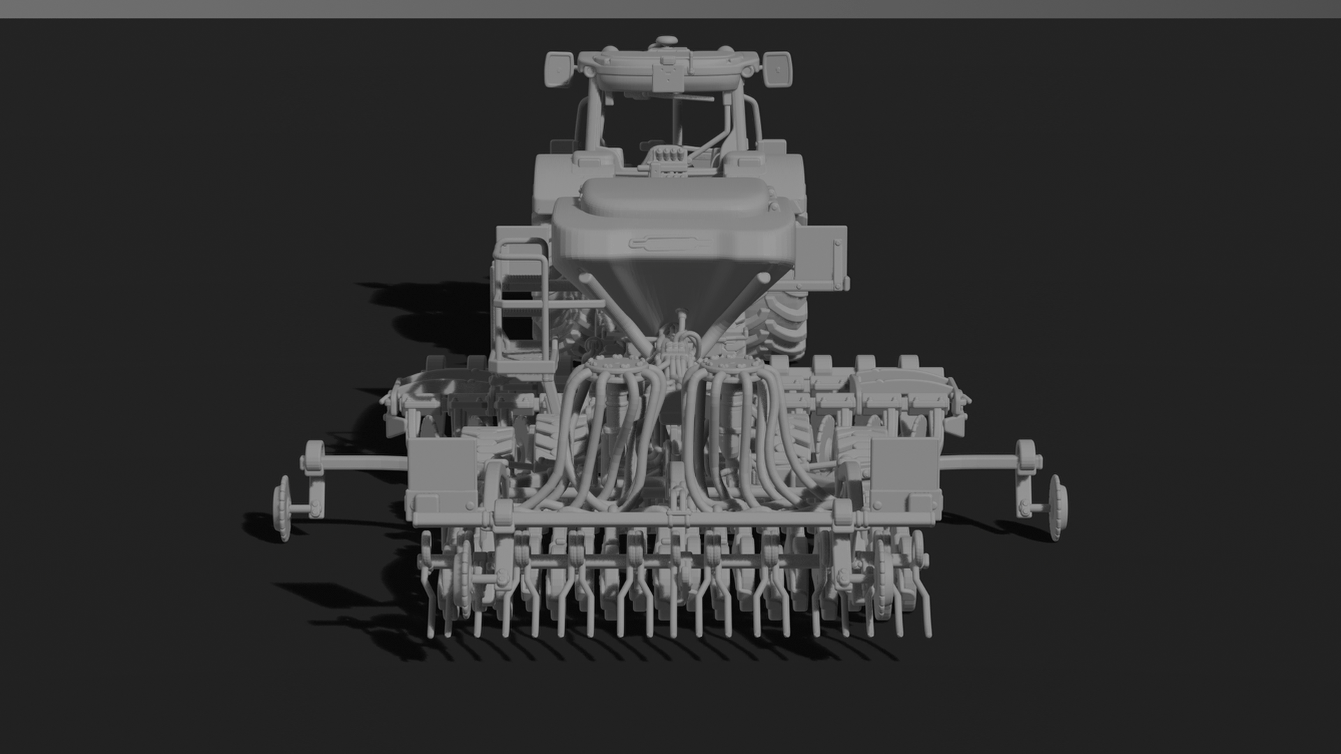 John Deere 5M Tractor with Seed Drill STL 3D Print Model