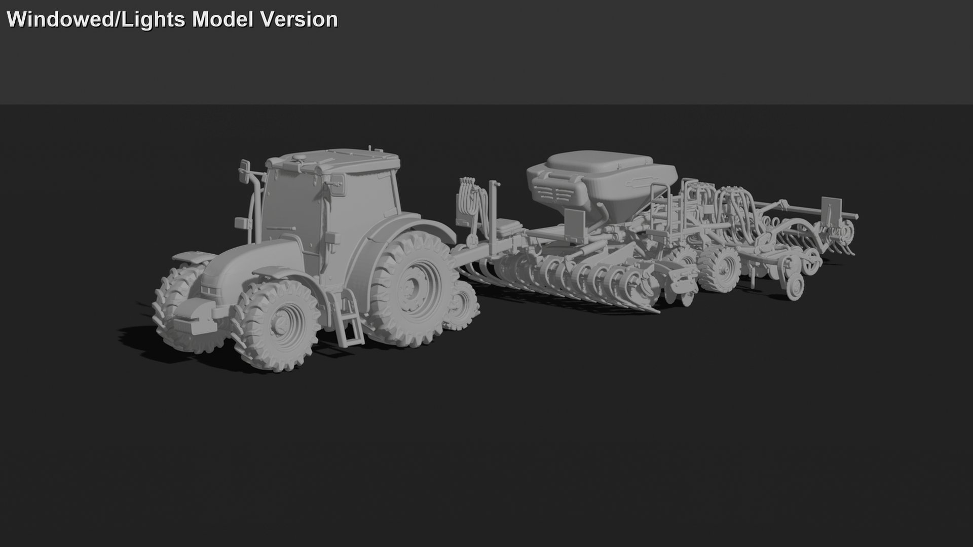 John Deere 5M Tractor with Seed Drill STL 3D Print Model