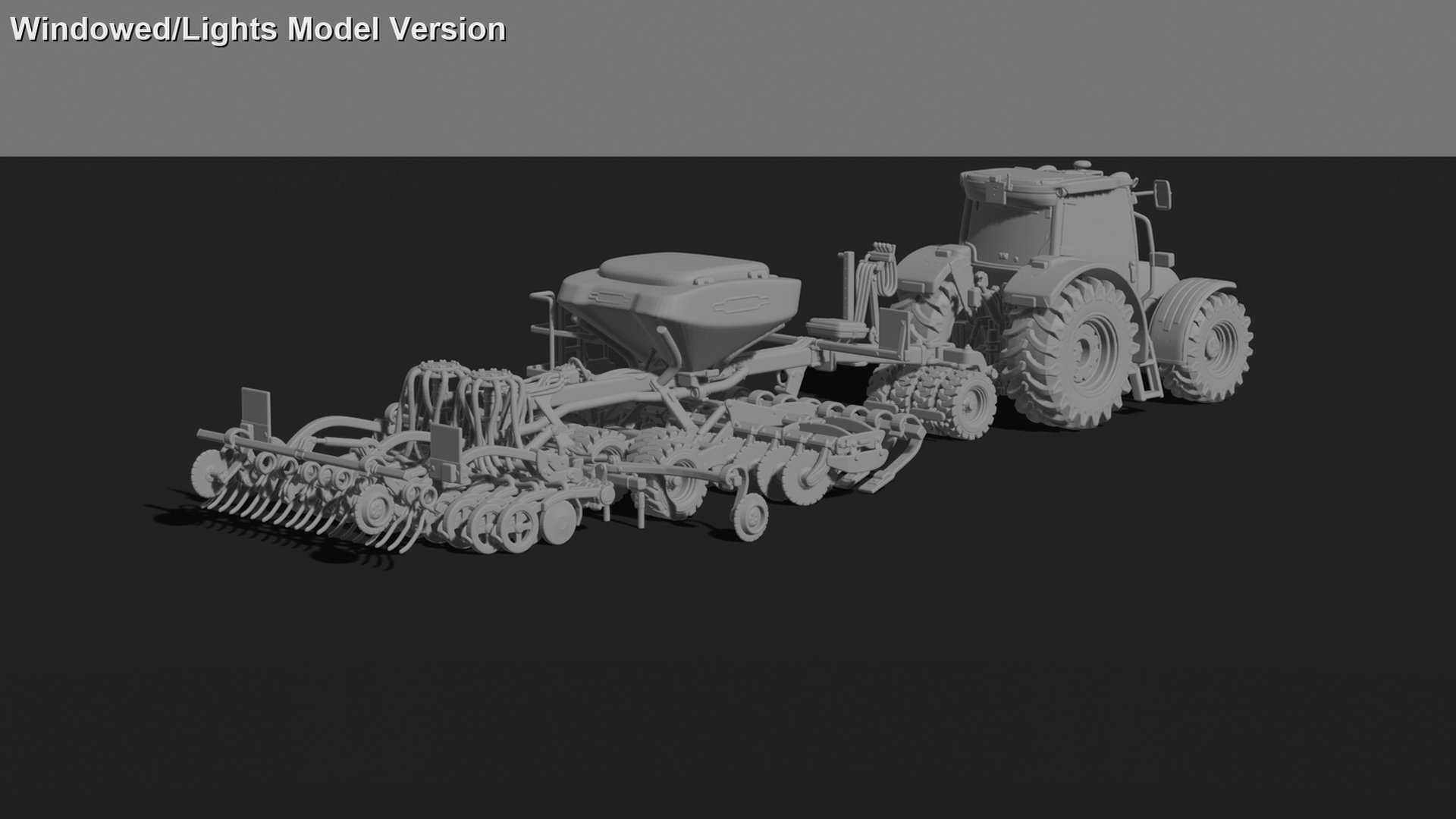John Deere 5M Tractor with Seed Drill STL 3D Print Model