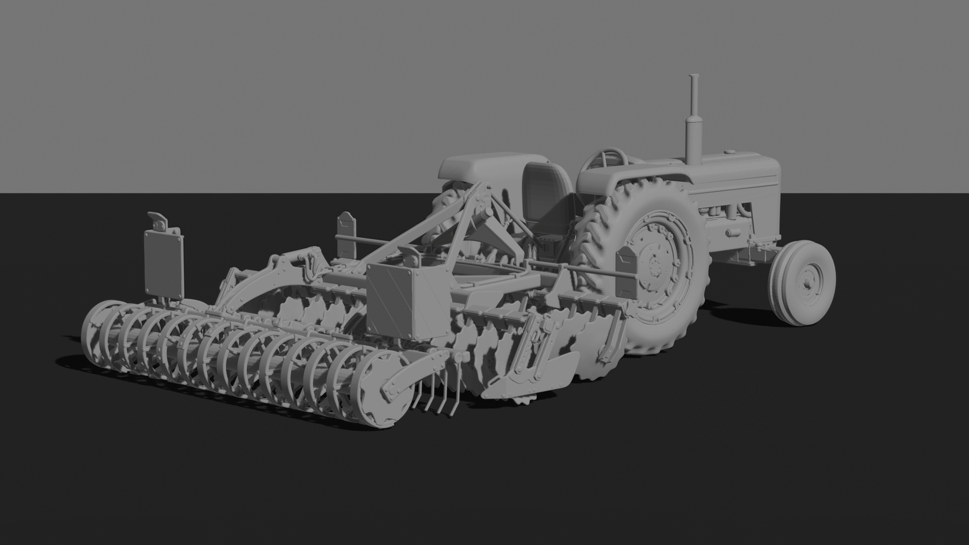 Steyr Plus Tractor with Disc Harrow STL 3D Print Model