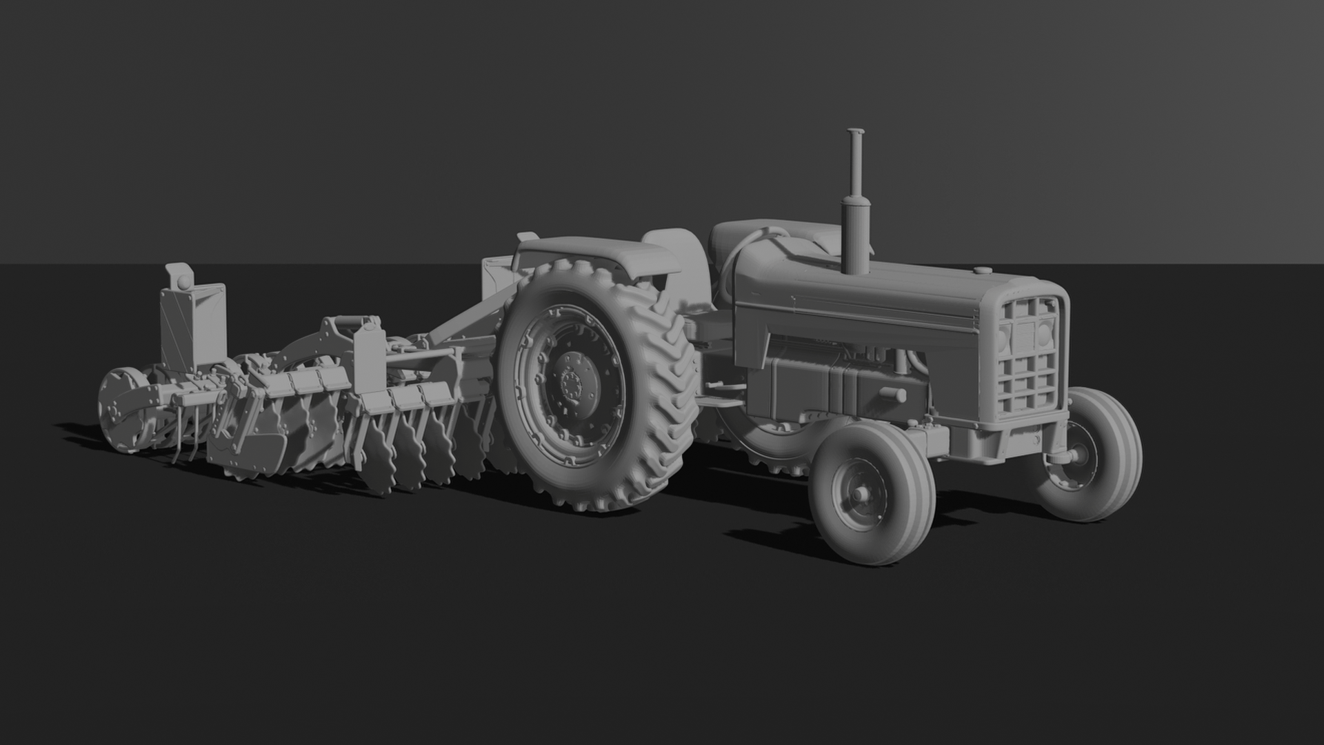 Steyr Plus Tractor with Disc Harrow STL 3D Print Model