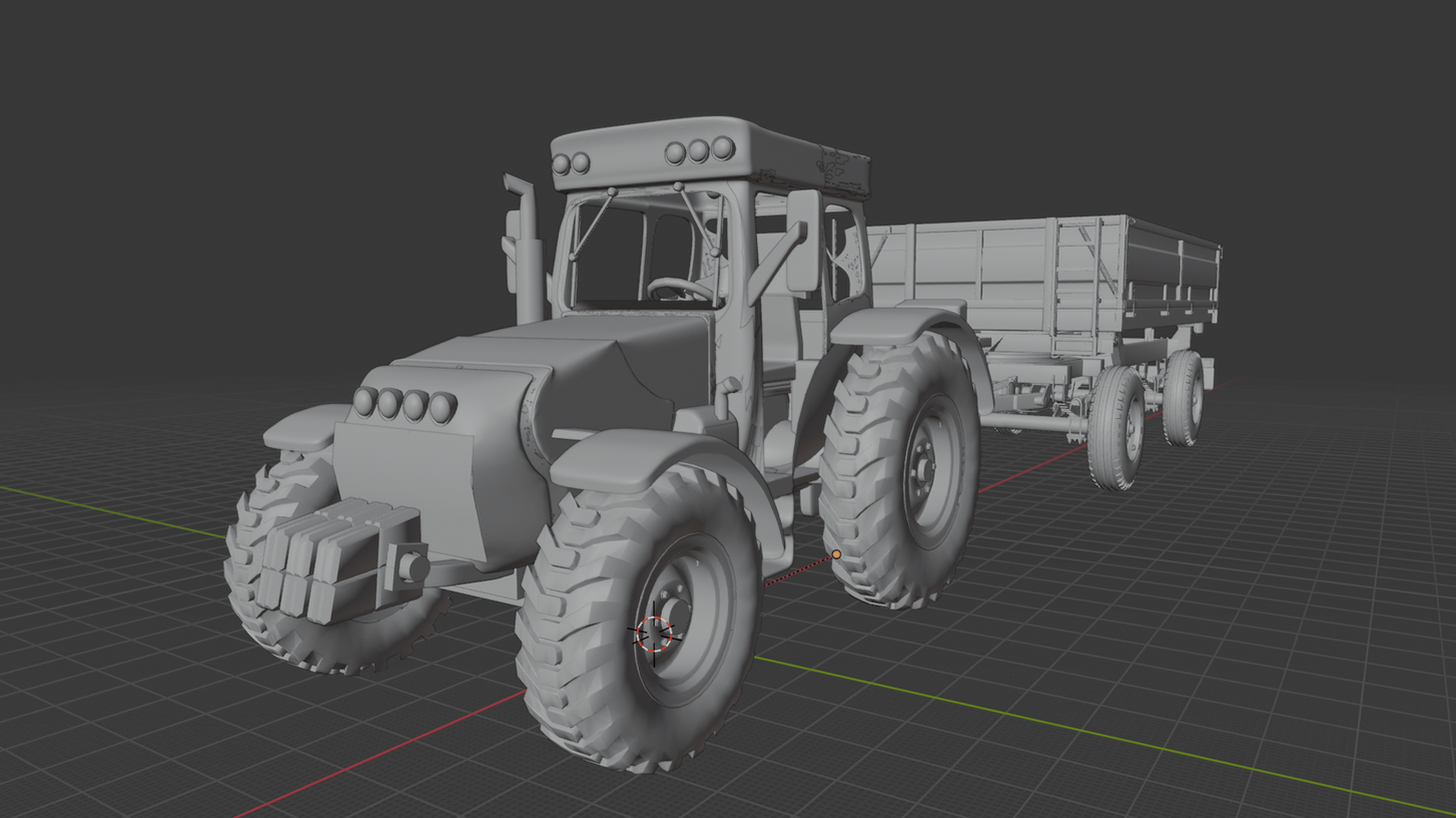 Belarus MTZ-82 with 2PTS-4 Trailer STL 3D Print Model