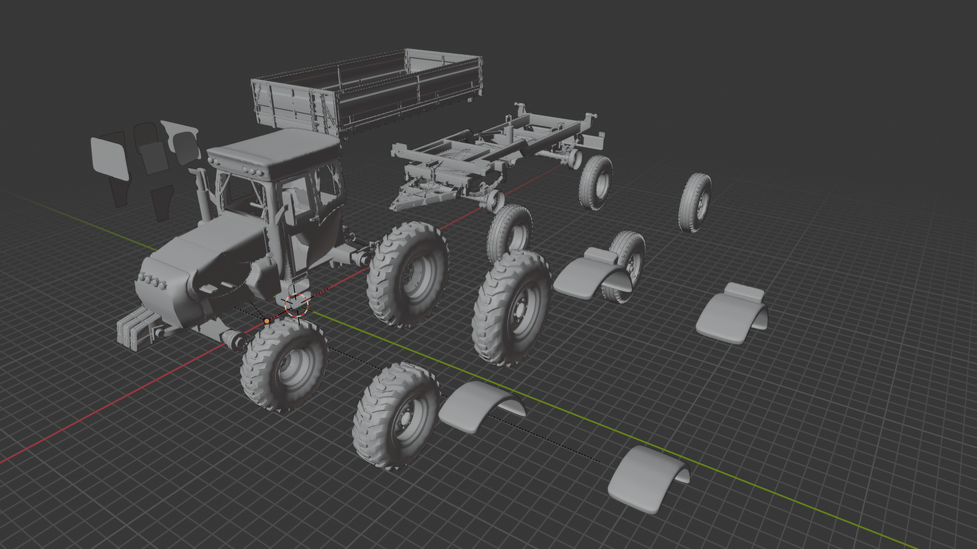 Belarus MTZ-82 with 2PTS-4 Trailer STL 3D Print Model