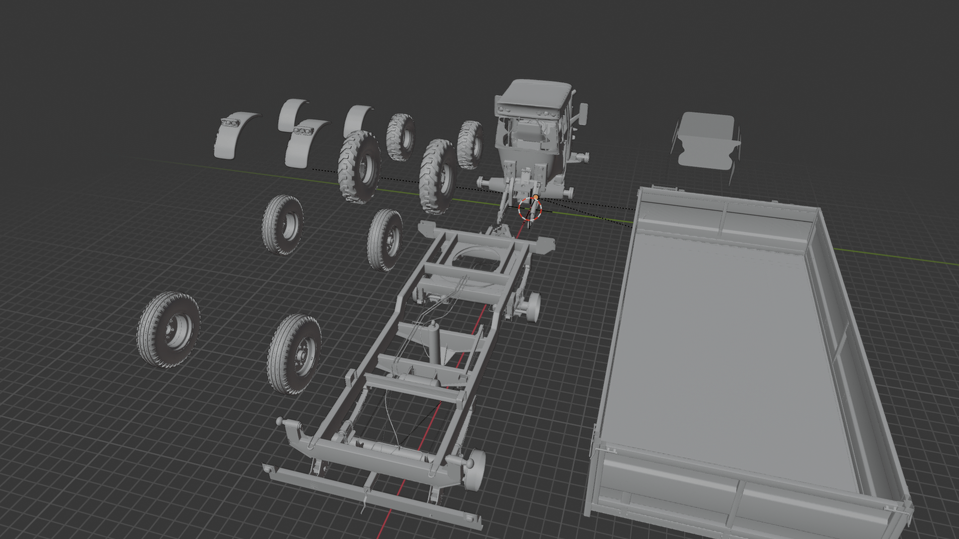 Belarus MTZ-82 with 2PTS-4 Trailer STL 3D Print Model