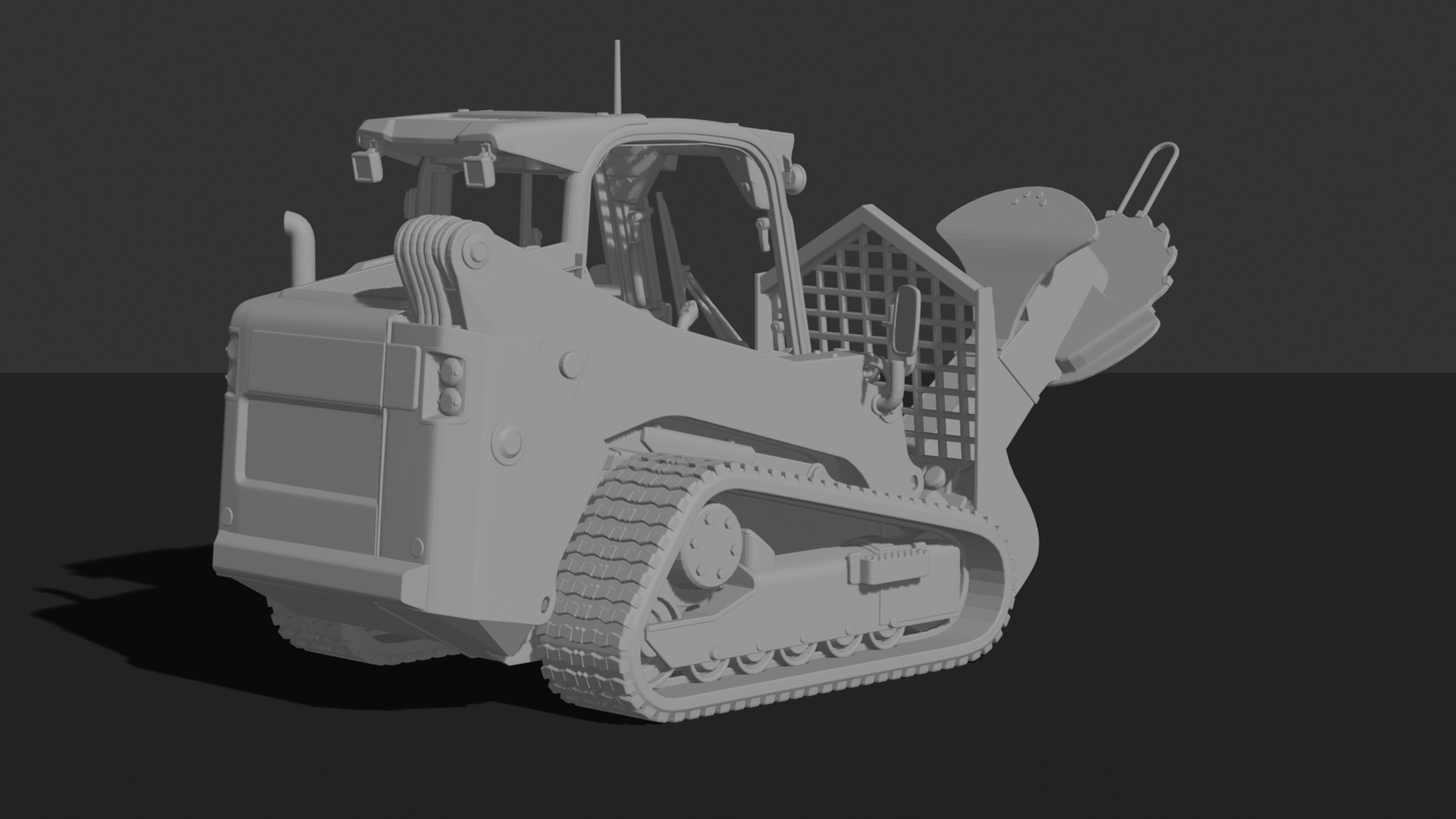 Bobcat T870 Track Loader with Tree Cutter STL 3D Print Model
