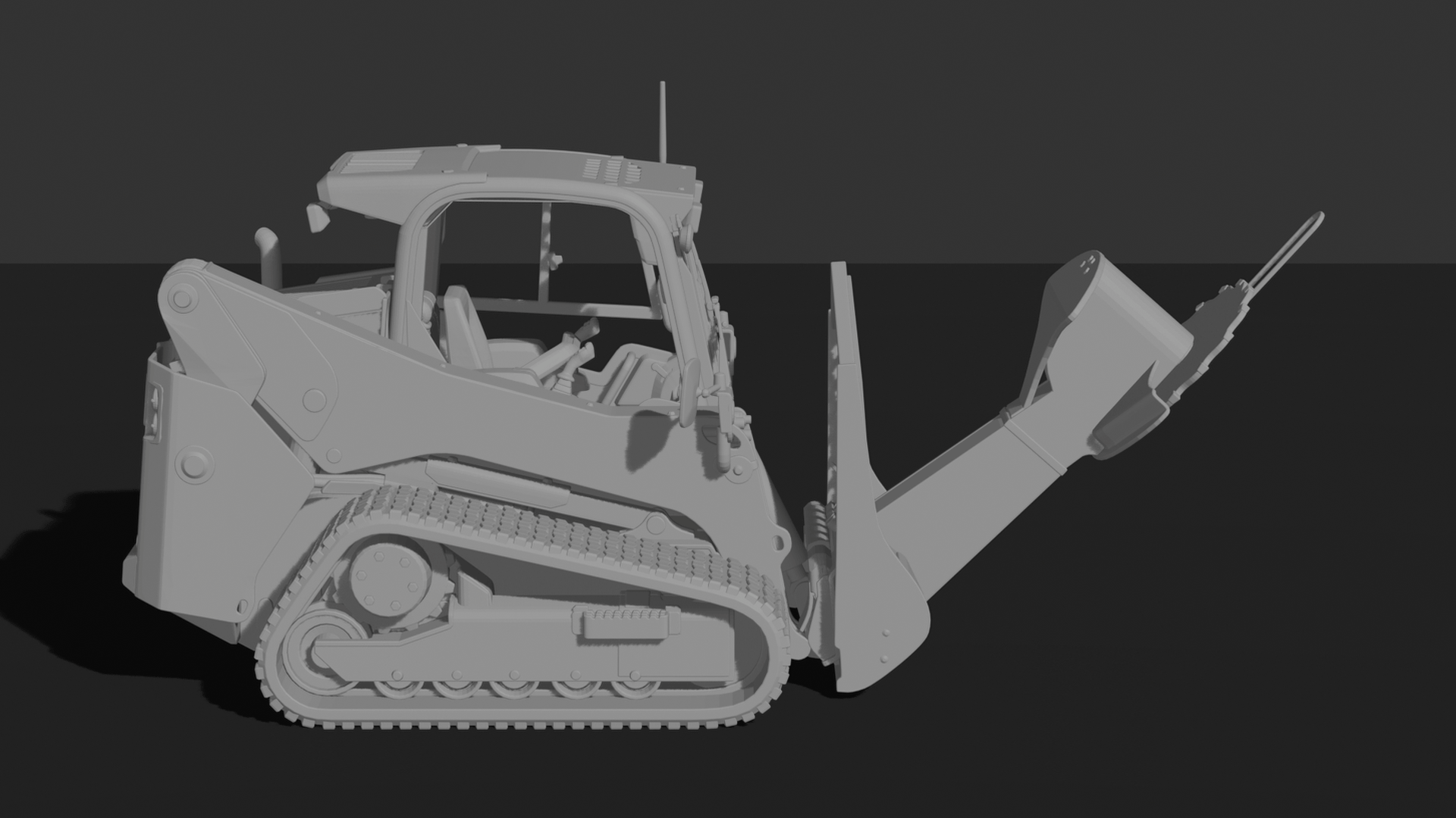 Bobcat T870 Track Loader with Tree Cutter STL 3D Print Model