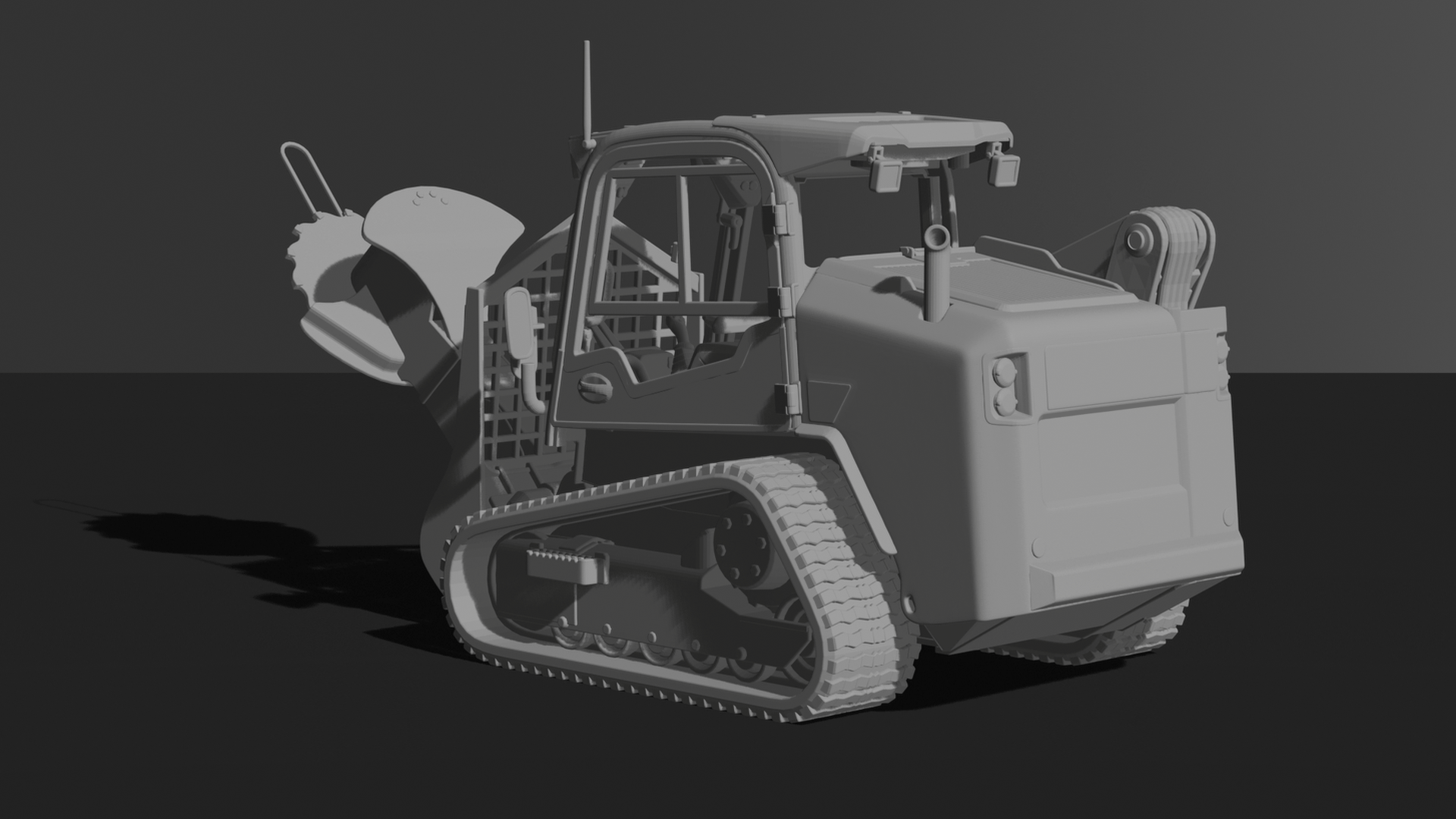 Bobcat T870 Track Loader with Tree Cutter STL 3D Print Model