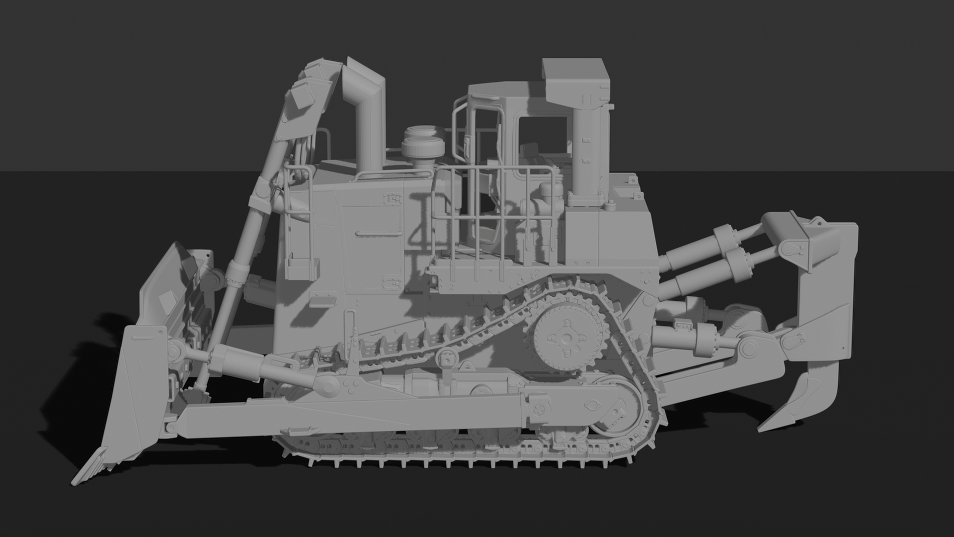 Caterpillar D11 Dozer with Ripper STL 3D Print Model