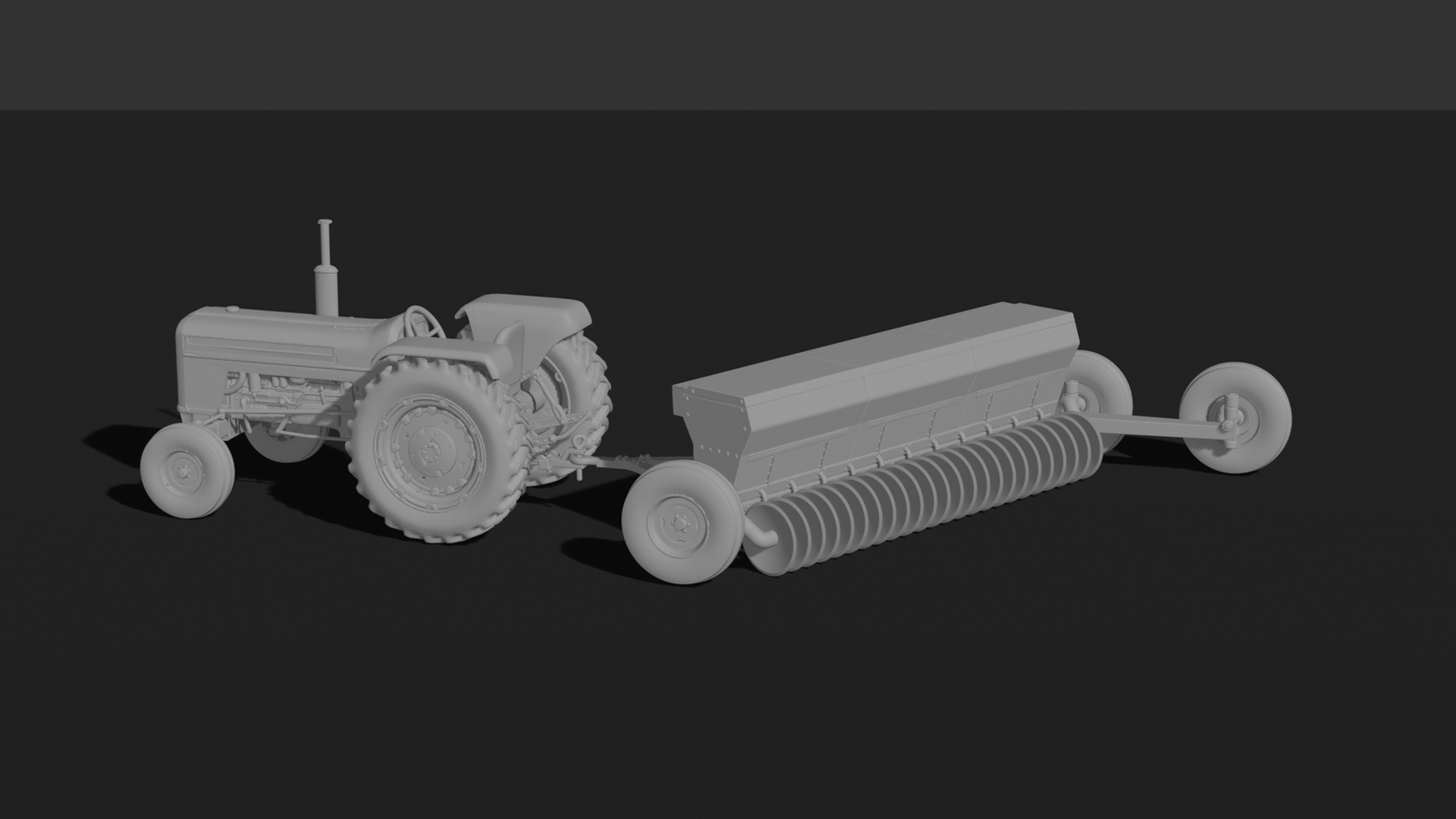 Farmall M with Disc Harrow STL 3D Print Model