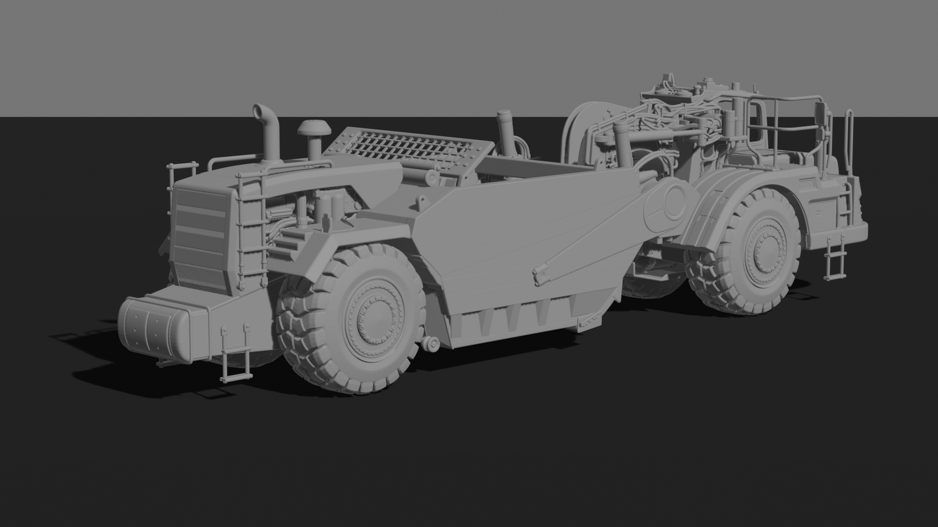 Caterpillar 637 Wheeled Scraper STL 3D Print Model