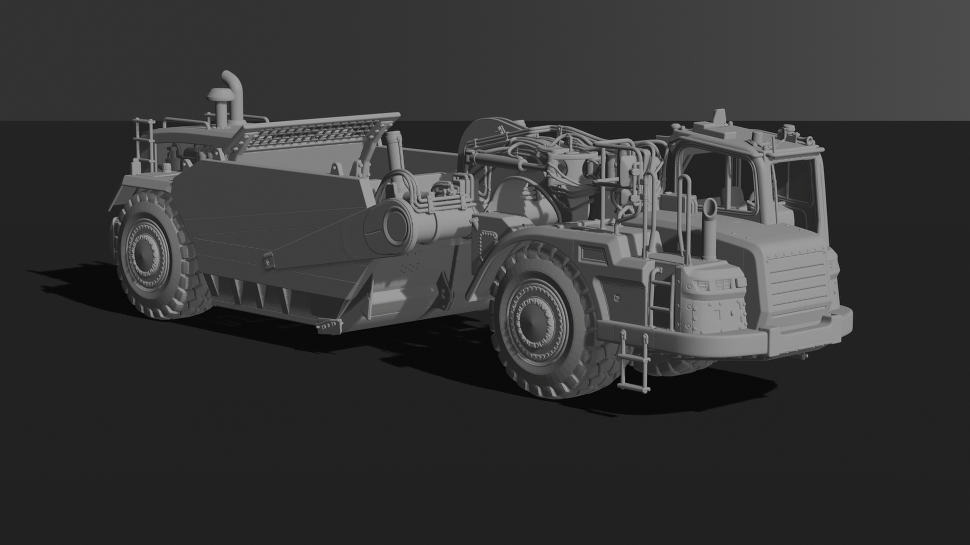 Caterpillar 637 Wheeled Scraper STL 3D Print Model