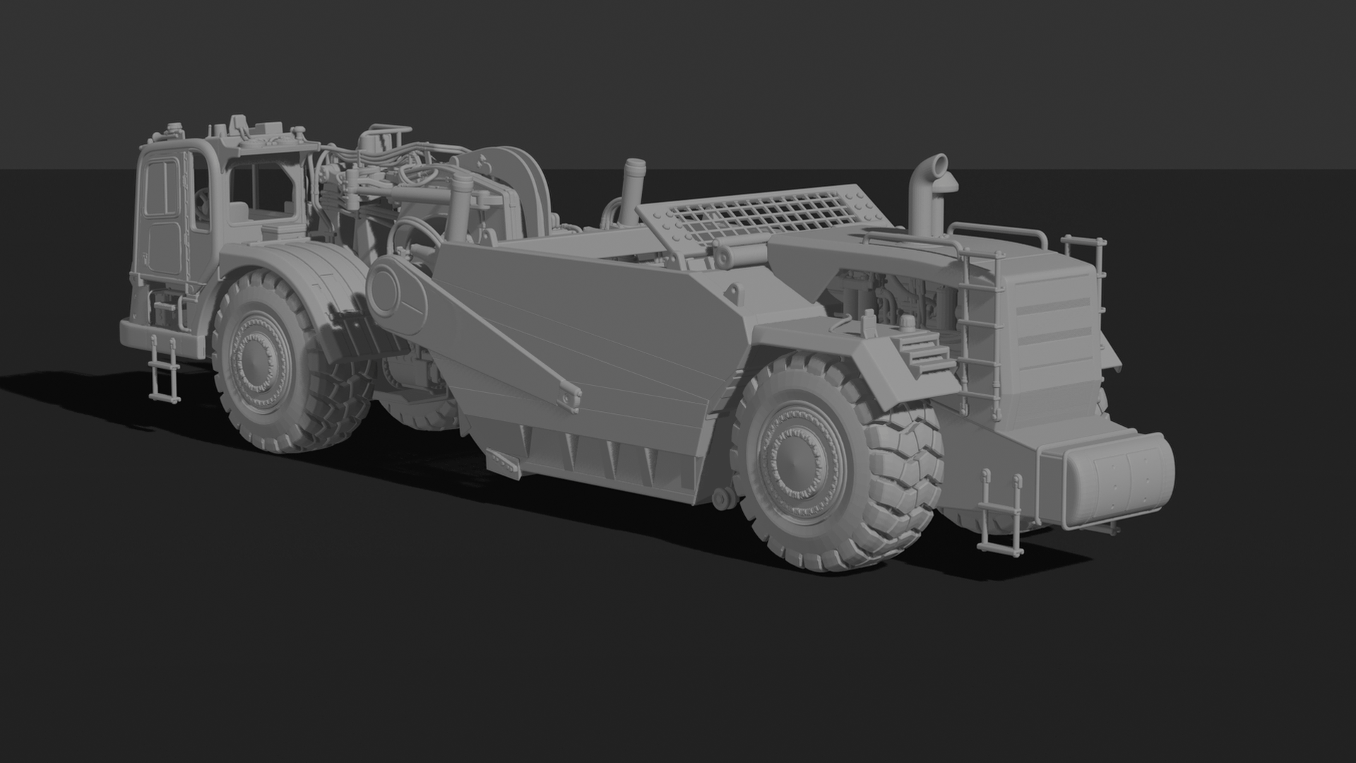Caterpillar 637 Wheeled Scraper STL 3D Print Model