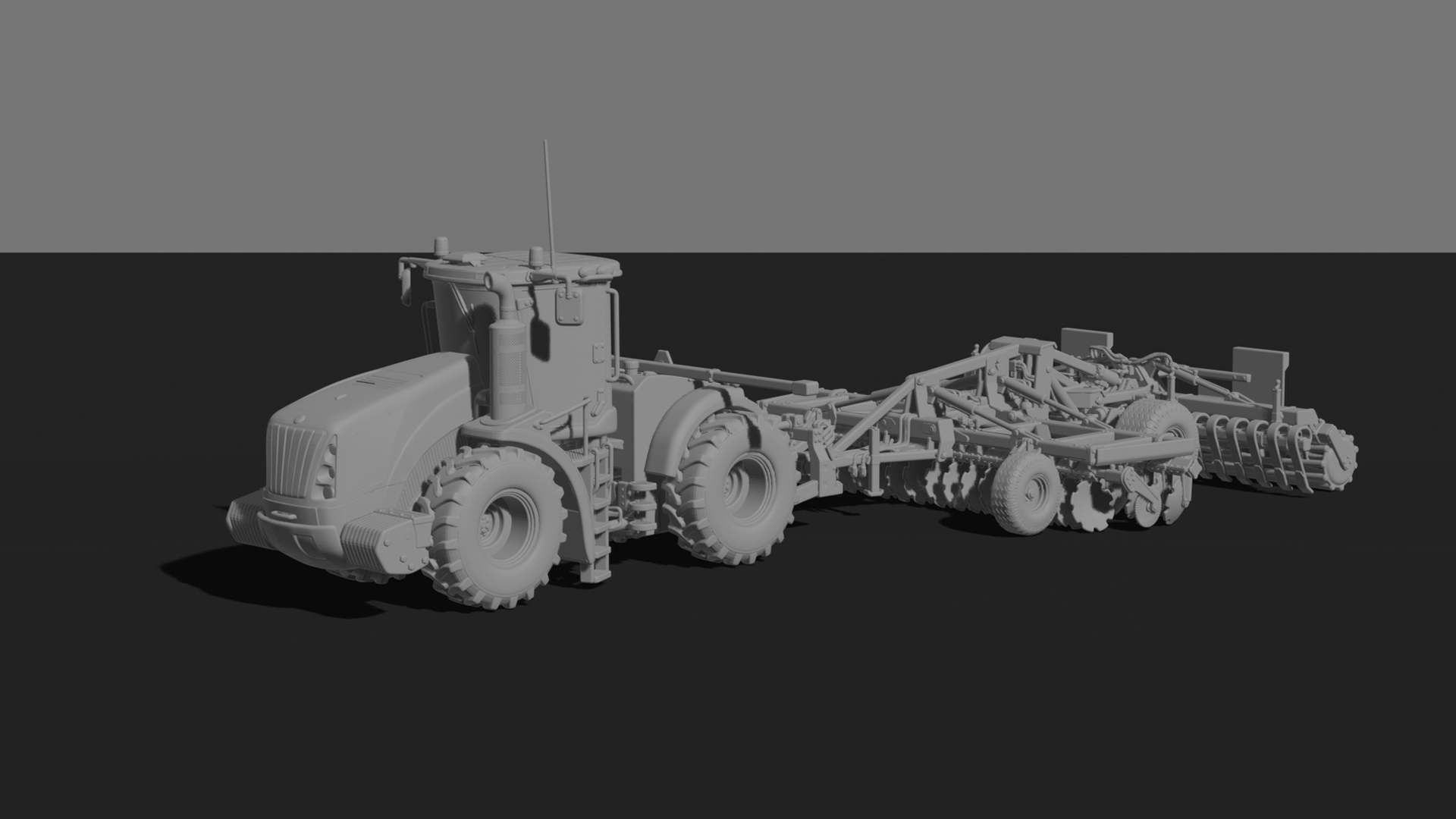 John Deere 9RX Tractor with Disc Harrow STL 3D Print Model