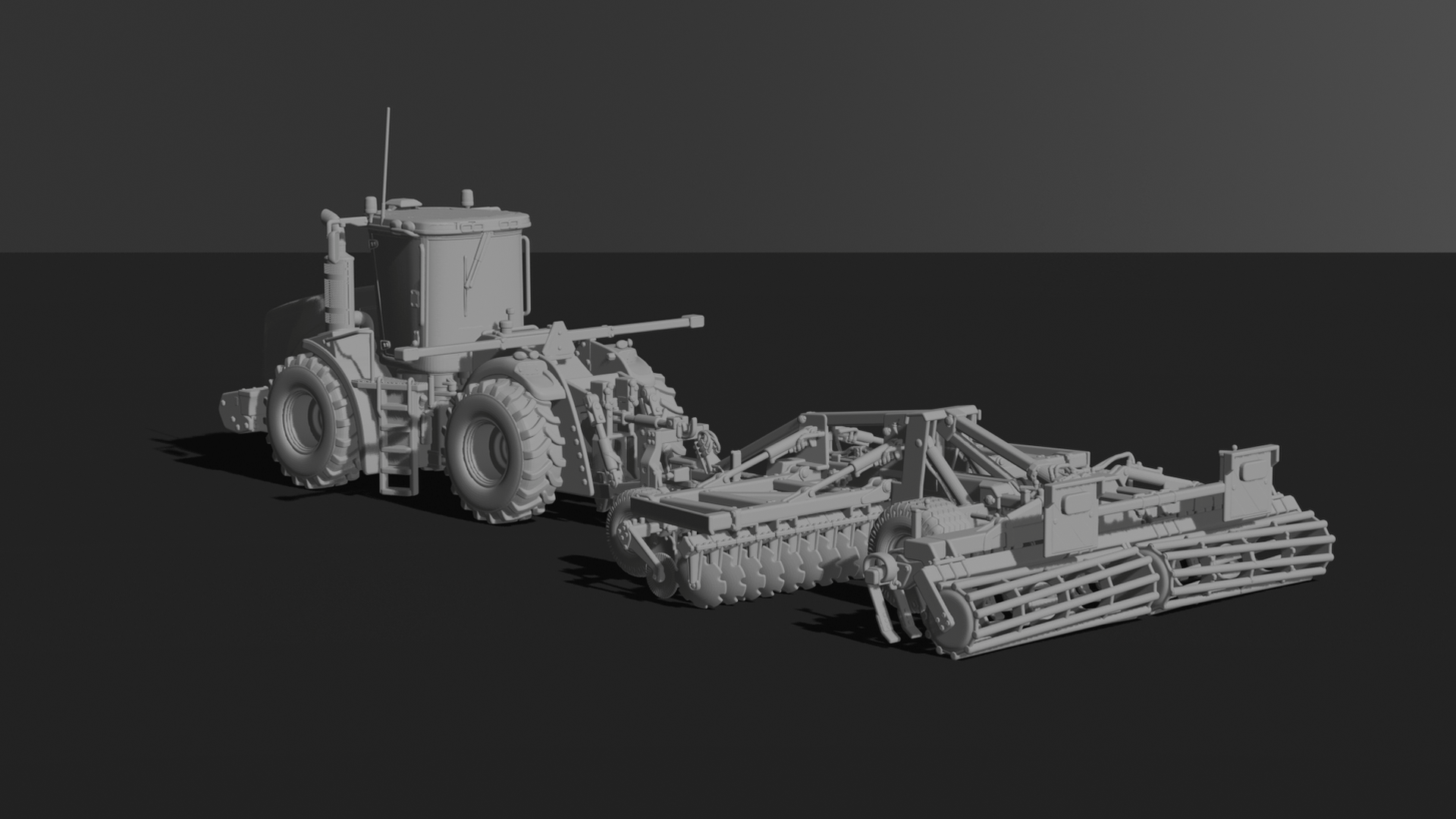 John Deere 9RX Tractor with Disc Harrow STL 3D Print Model