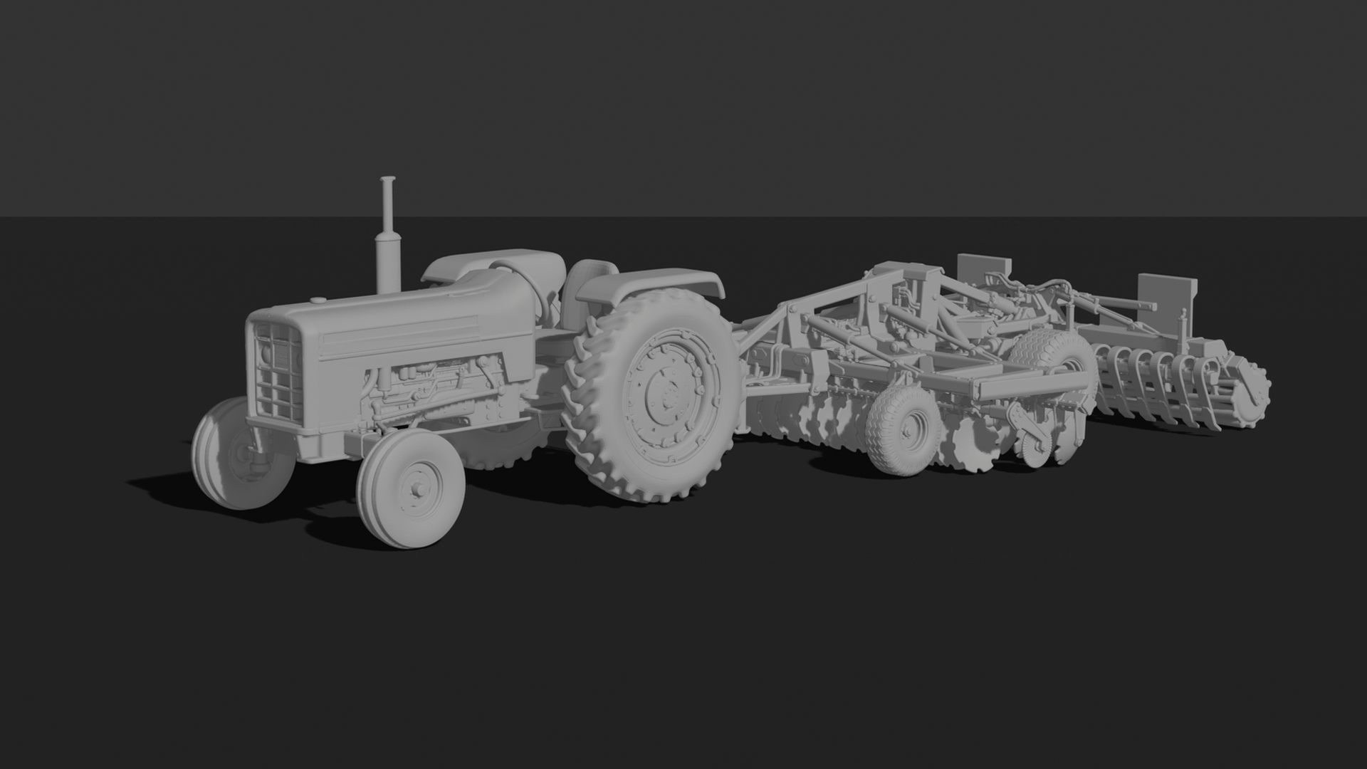 Farmall M with Disc Harrow STL 3D Print Model