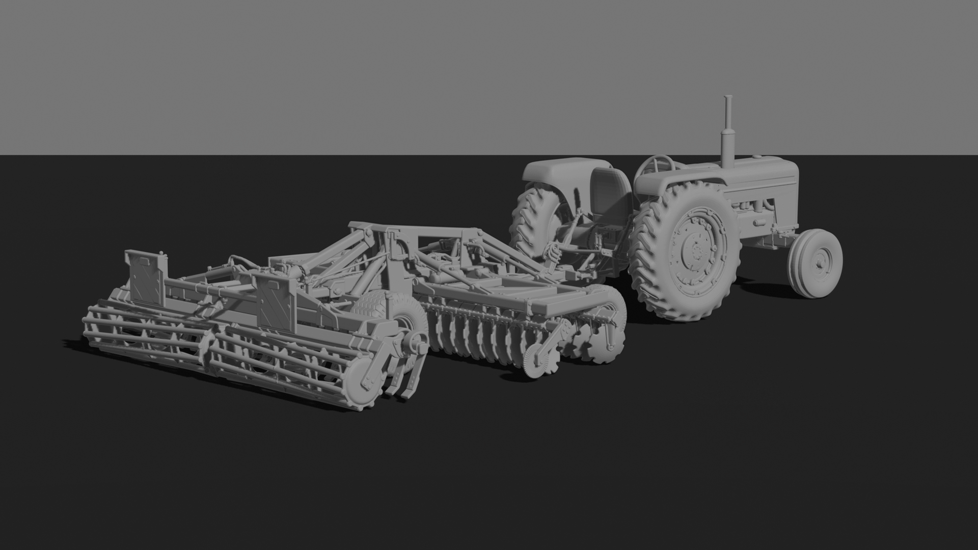 Farmall M with Disc Harrow STL 3D Print Model